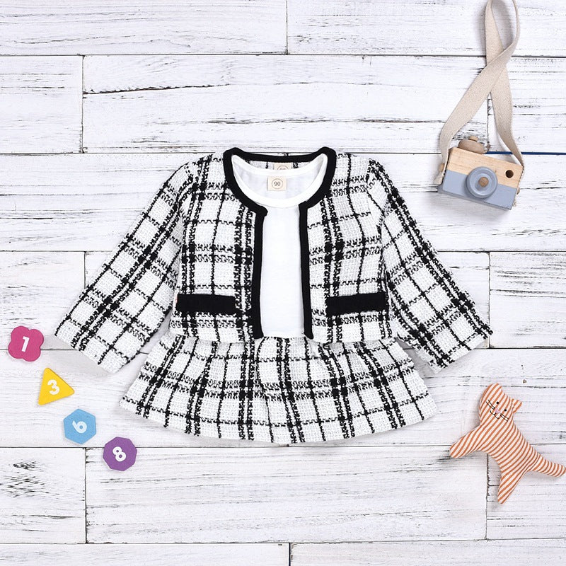 Long-sleeved Dresses Two-piece Children's Baby Small Incense Wind Suit - cas7m