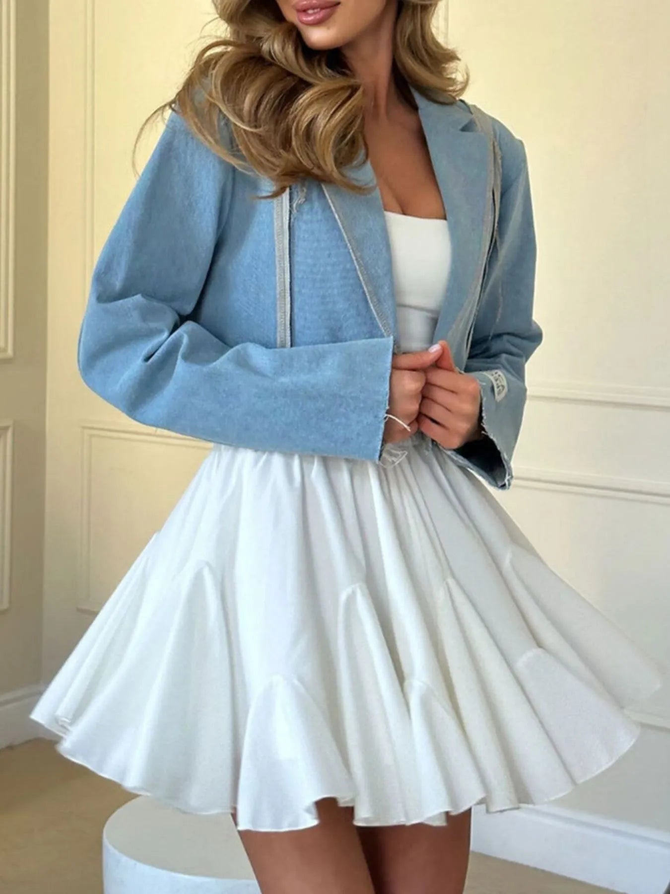 Elastic Waist Ruffled Hem Skirt - cas7m