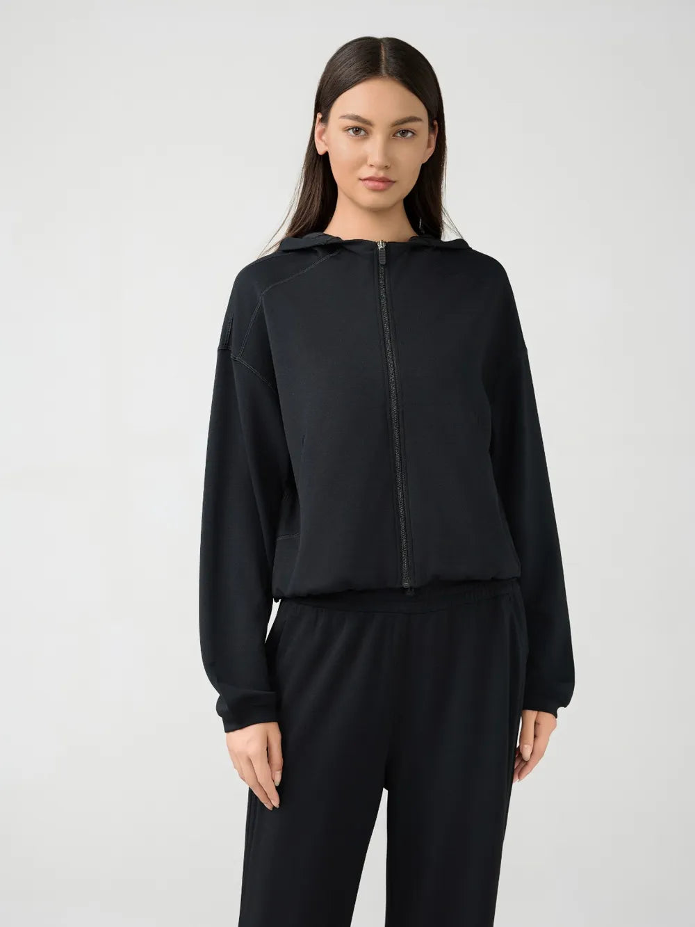 Millennia Zip Up Dropped Shouder Active Hooded - cas7m