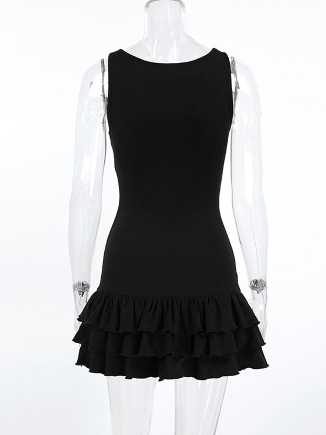 Ruffled Hem Round Neck Tank - cas7m