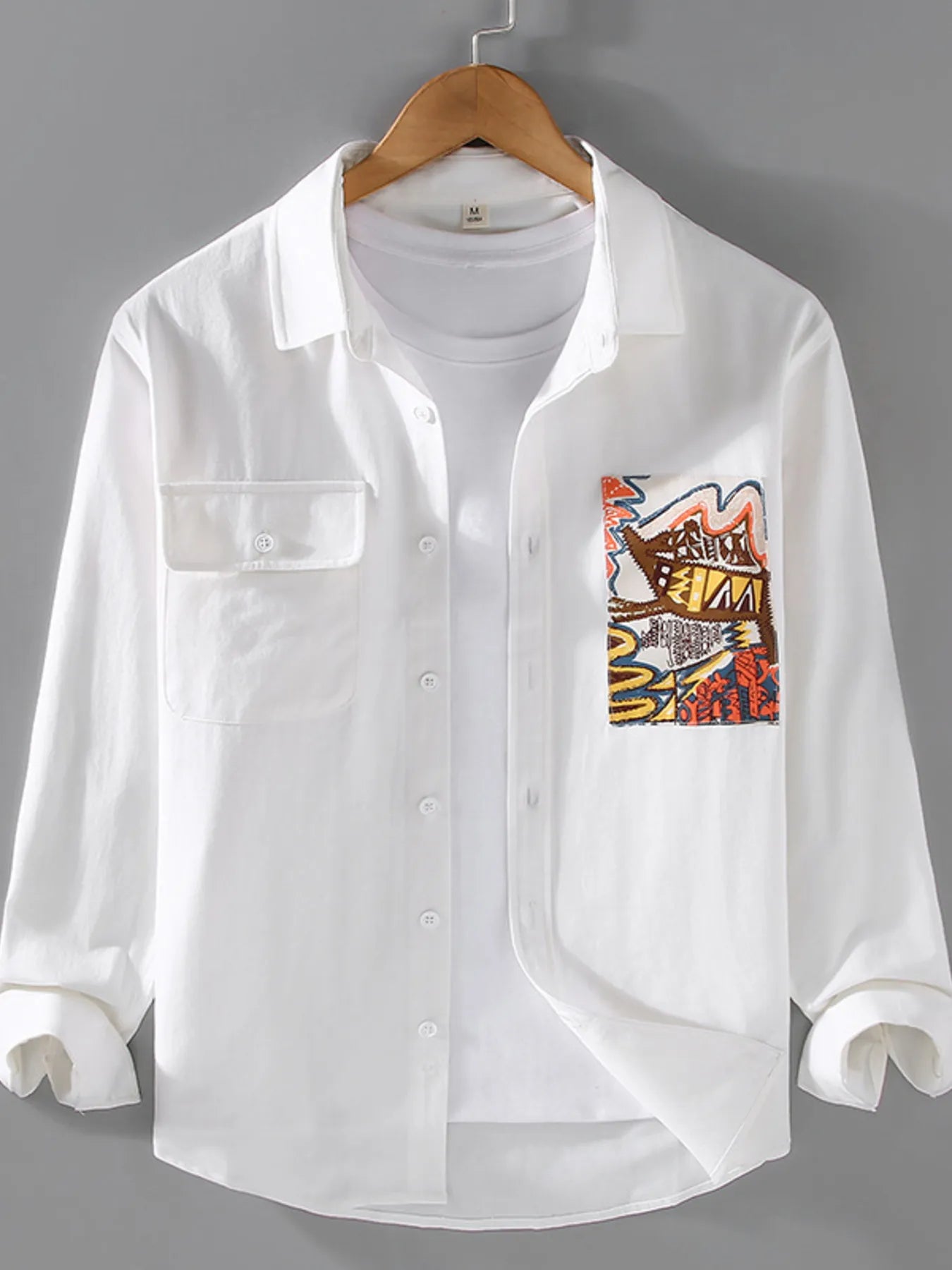 Men's Plus Size Button Up Long Sleeve Shirt - cas7m