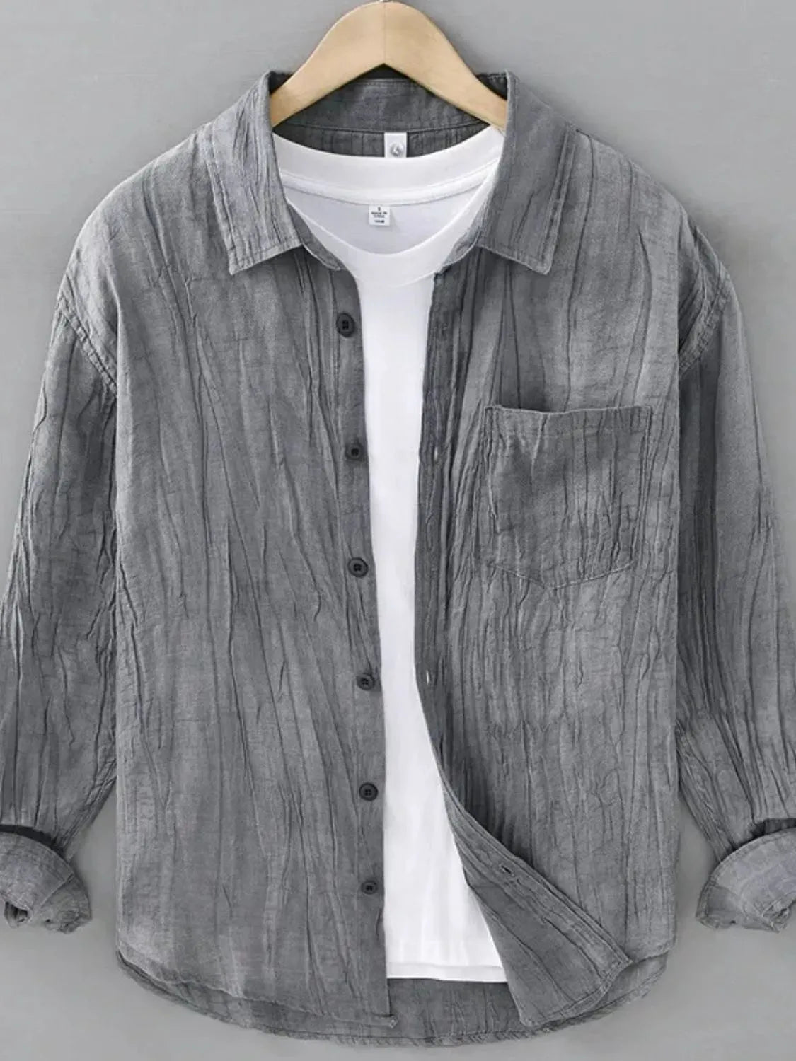 Men's Plus Size Button Up Long Sleeve Shirt - cas7m