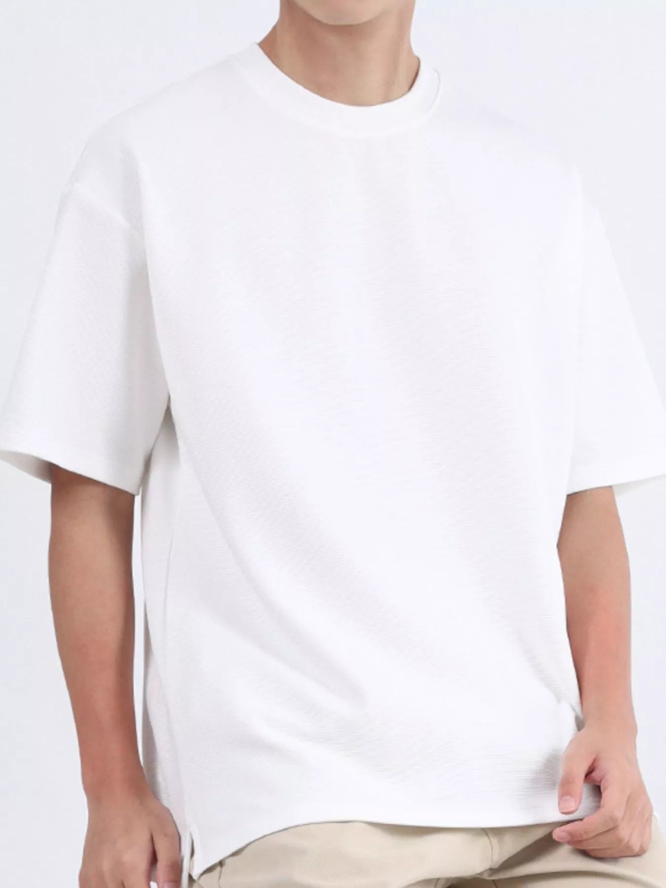 Men's Plus Size Solid Color Round Neck T-Shirt - cas7m