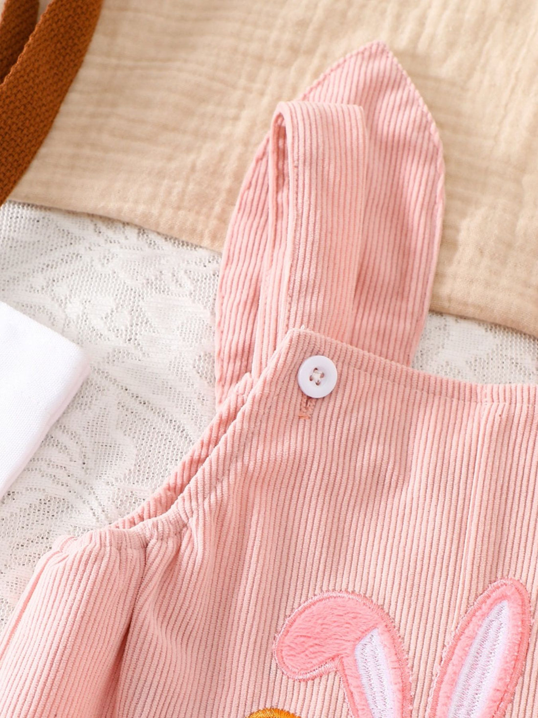 Children's Easter Bunny Embroidered Corduroy Overalls - cas7m