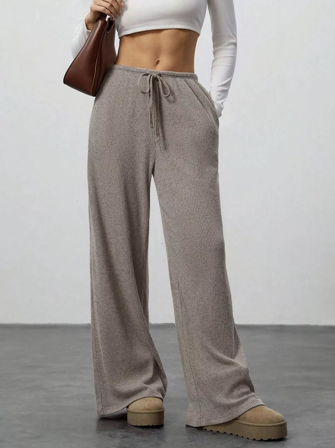 Relaxed Fit Wide Leg Pants - cas7m