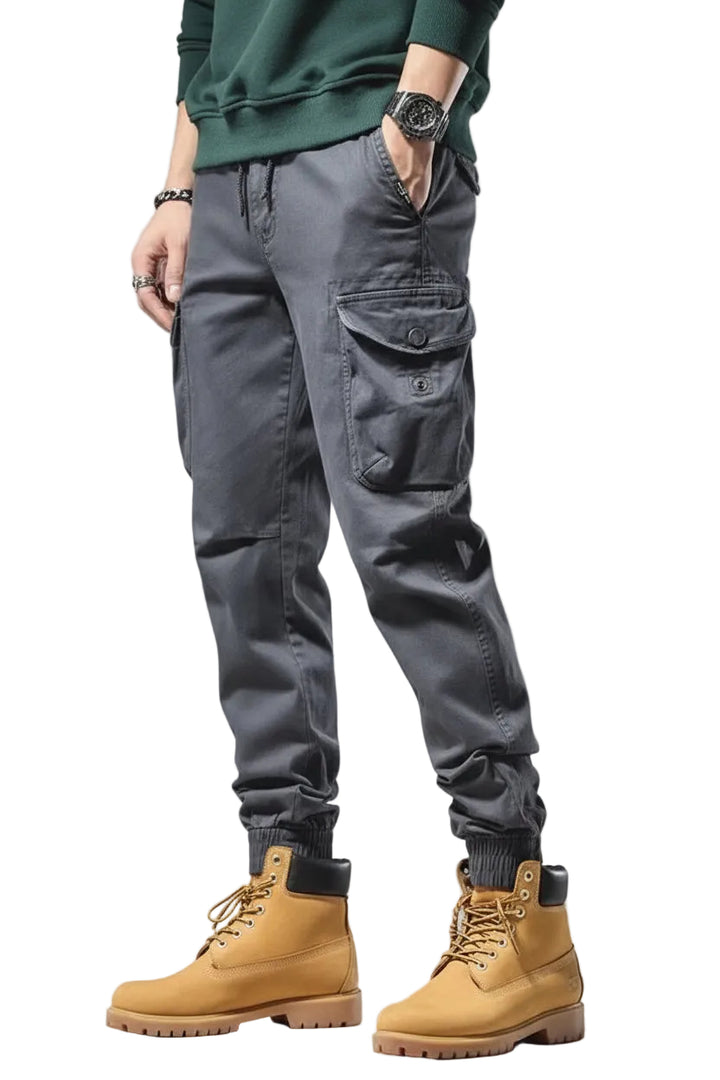 Men's Plus Size Casual Cargo Pants with Elastic Cuff - cas7m