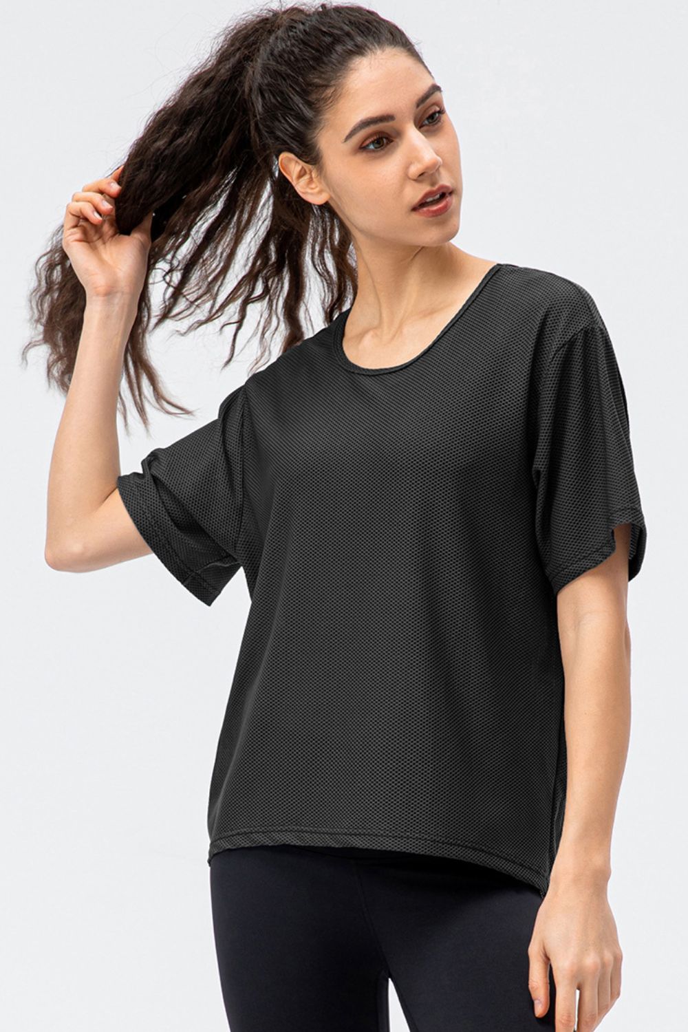 Round Neck Short Sleeve Active Tee - cas7m