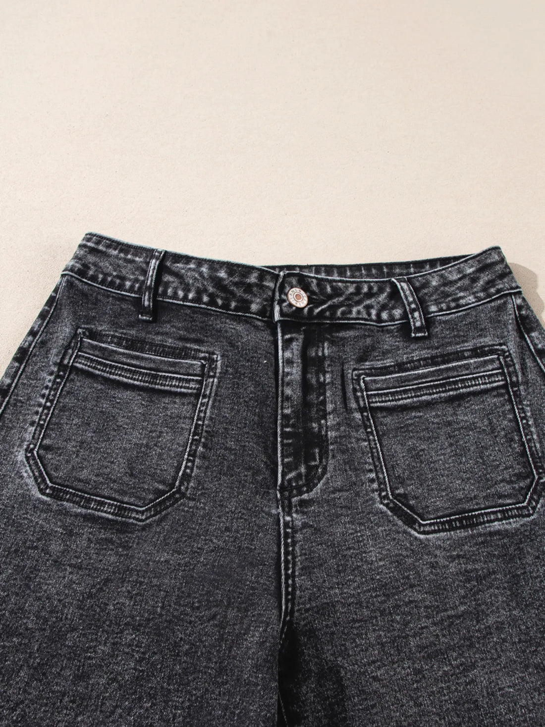 High-Waisted Wide Leg Washed Jeans - cas7m