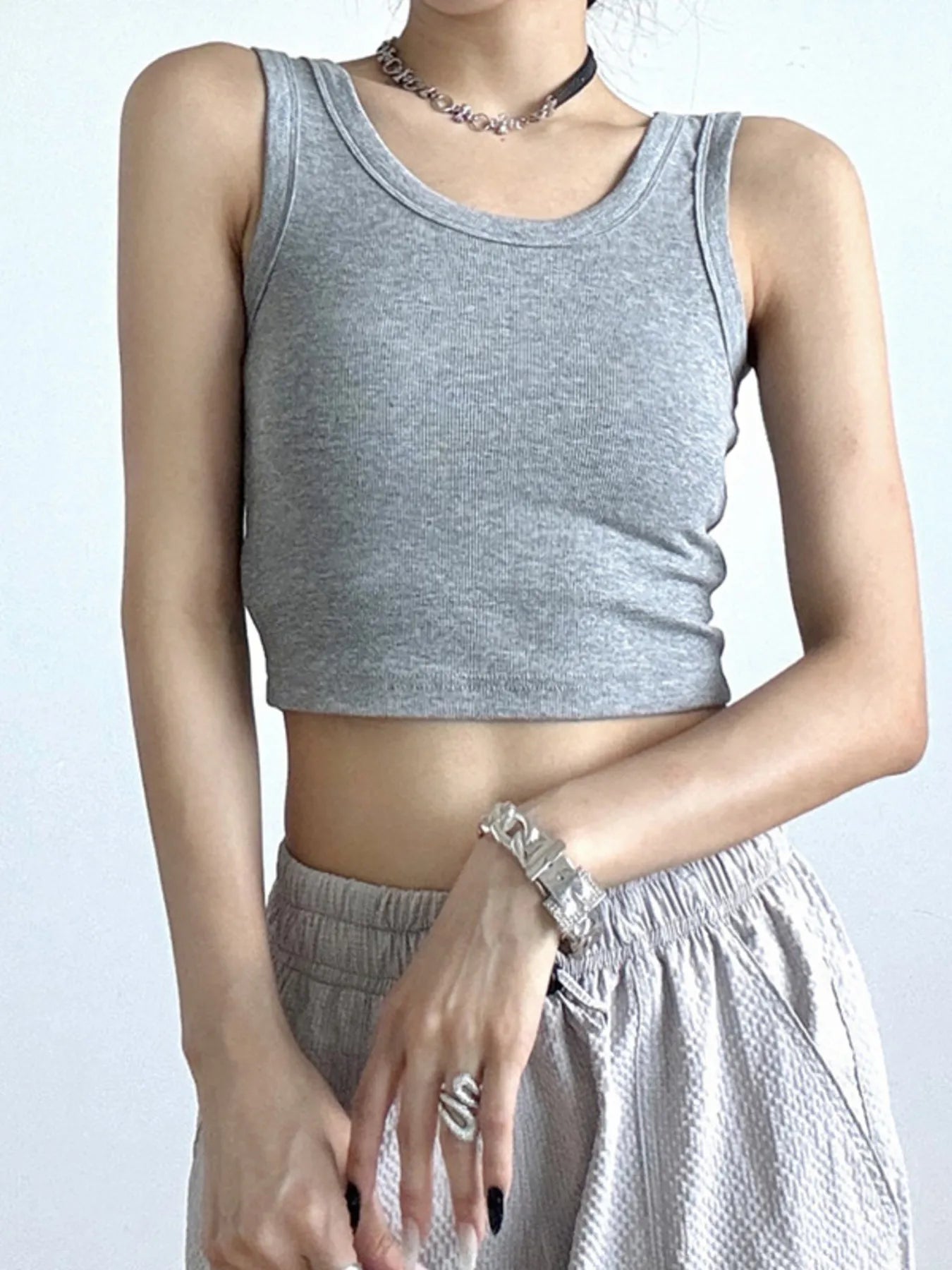Ribbed Crop Tank Top - cas7m