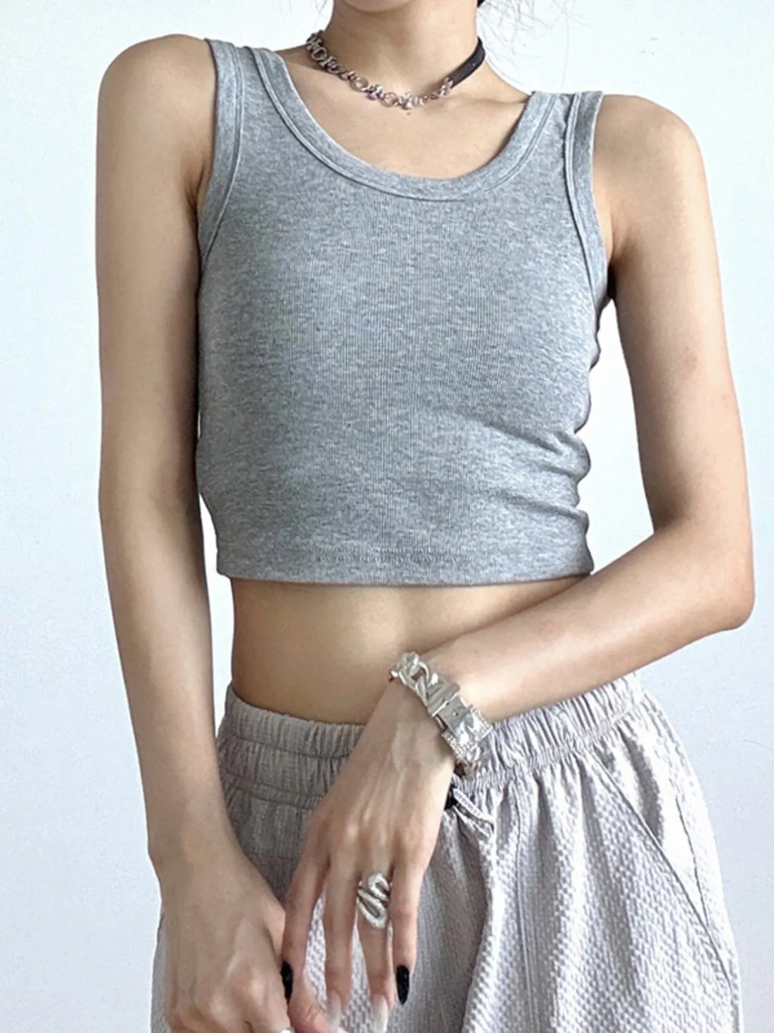 Ribbed Crop Tank Top - cas7m