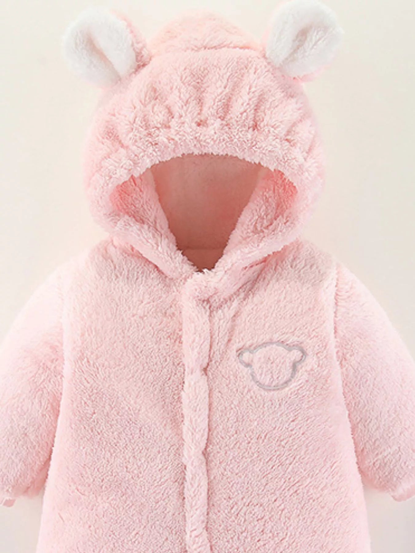 Children's Cozy Bear Hooded Fleece One-Piece - cas7m