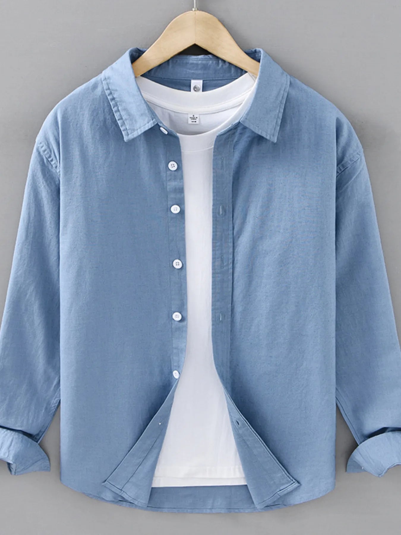 Men's Plus Size Button Up Long Sleeve Shirt - cas7m
