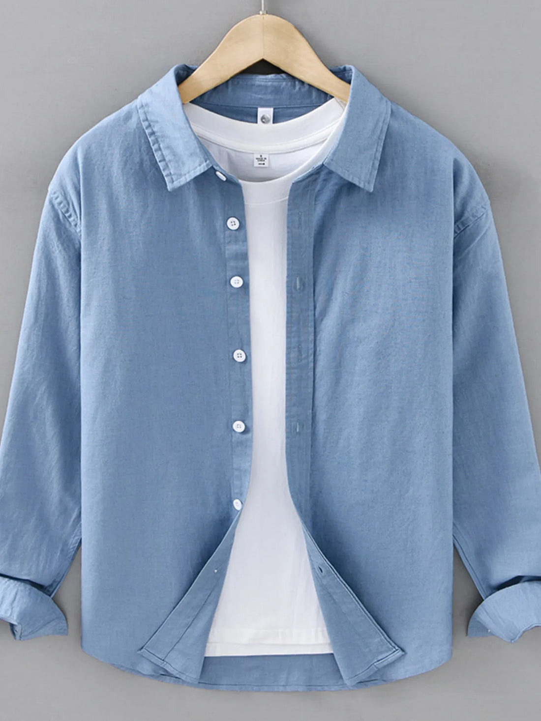 Men's Plus Size Button Up Long Sleeve Shirt - cas7m