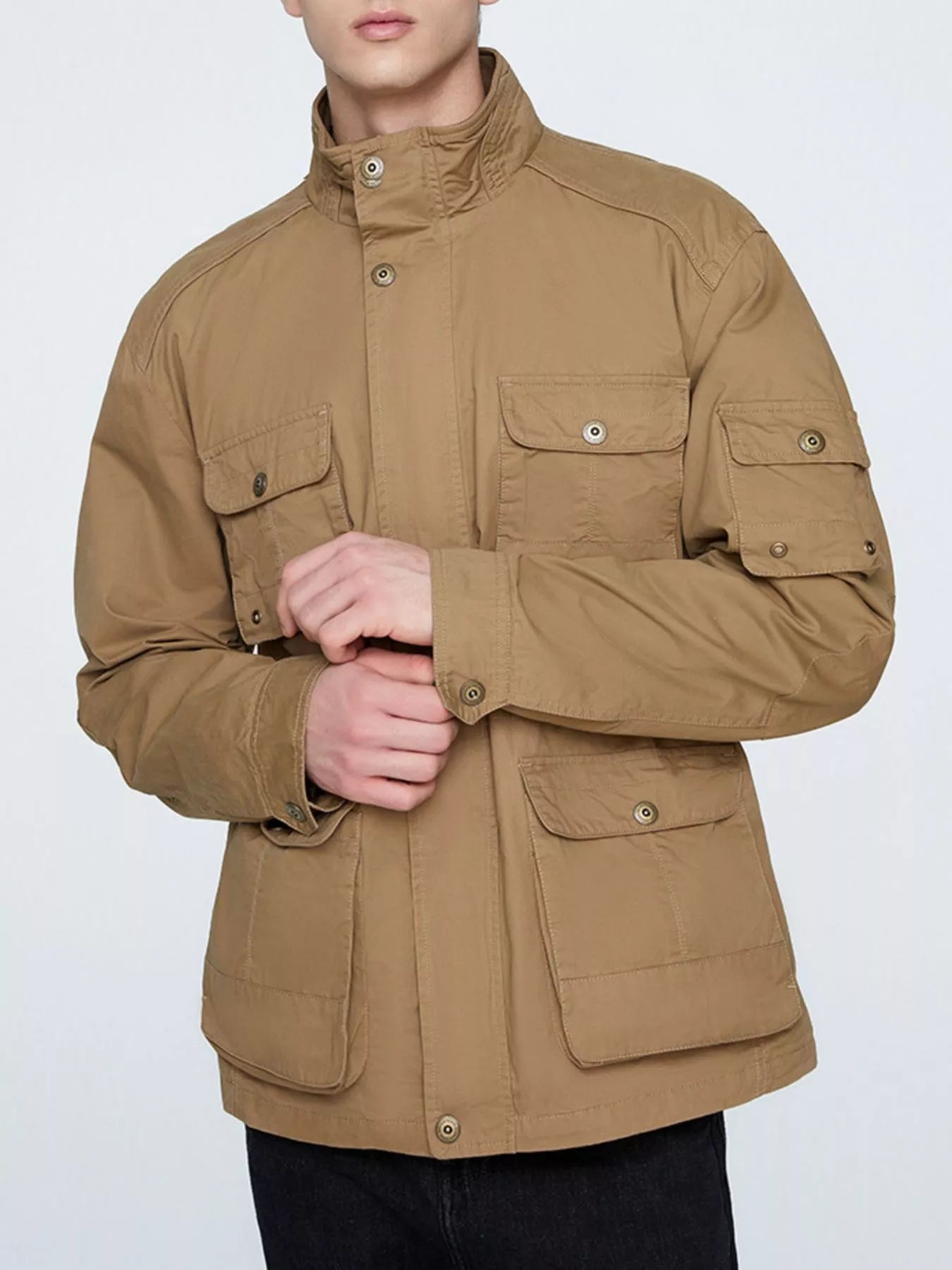 Men's Plus Size Multi-Pocket Zip Up Jacket - cas7m