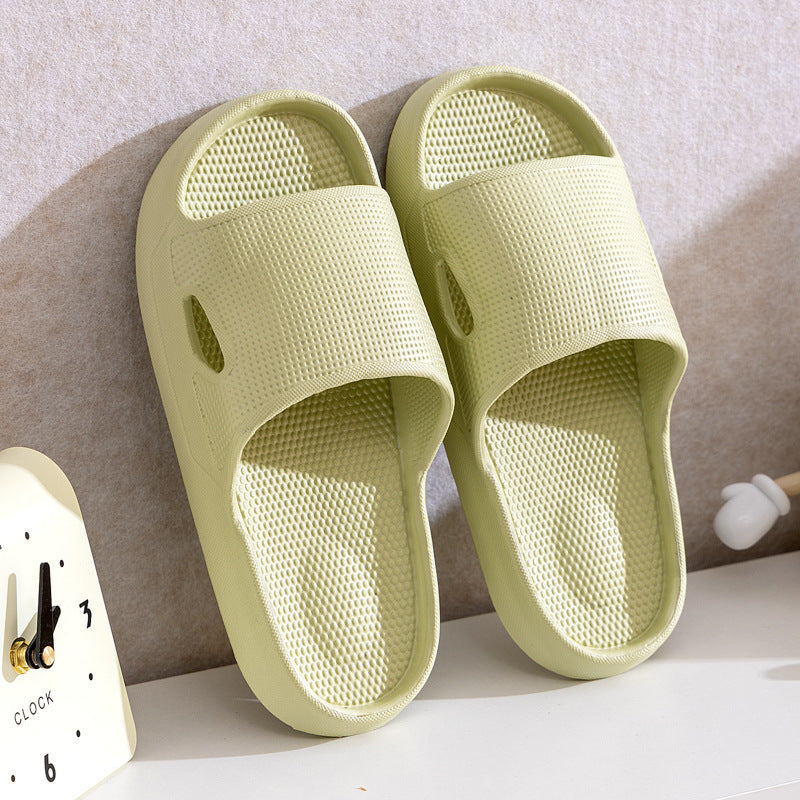 Solid Color Thick Bottom Home Slippers Summer Non-slip Floor Bathroom Slipper Women Men Couples Shoes - cas7m