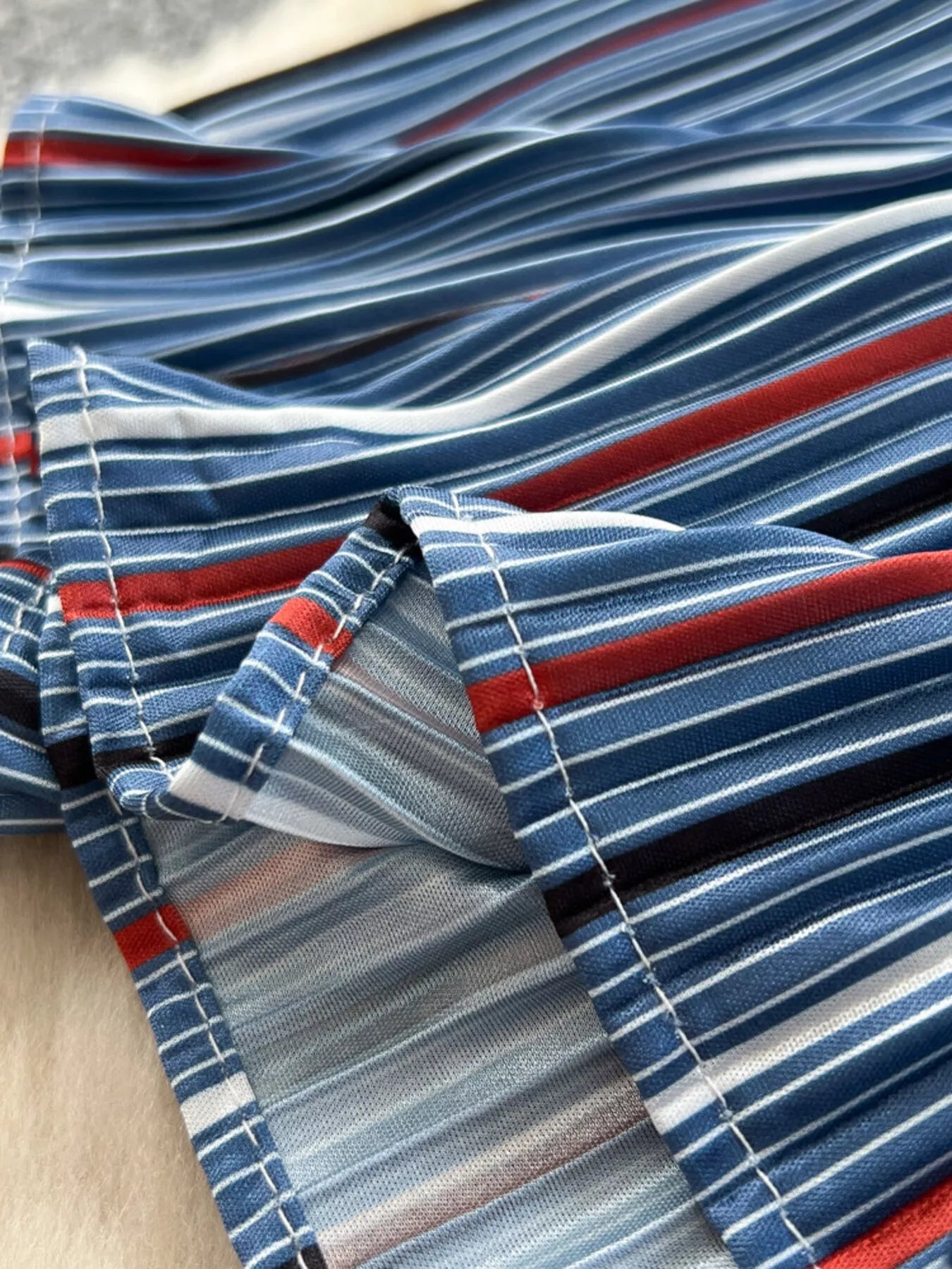 Full Size Striped Patchwork Denim Skirt Plus Size - cas7m