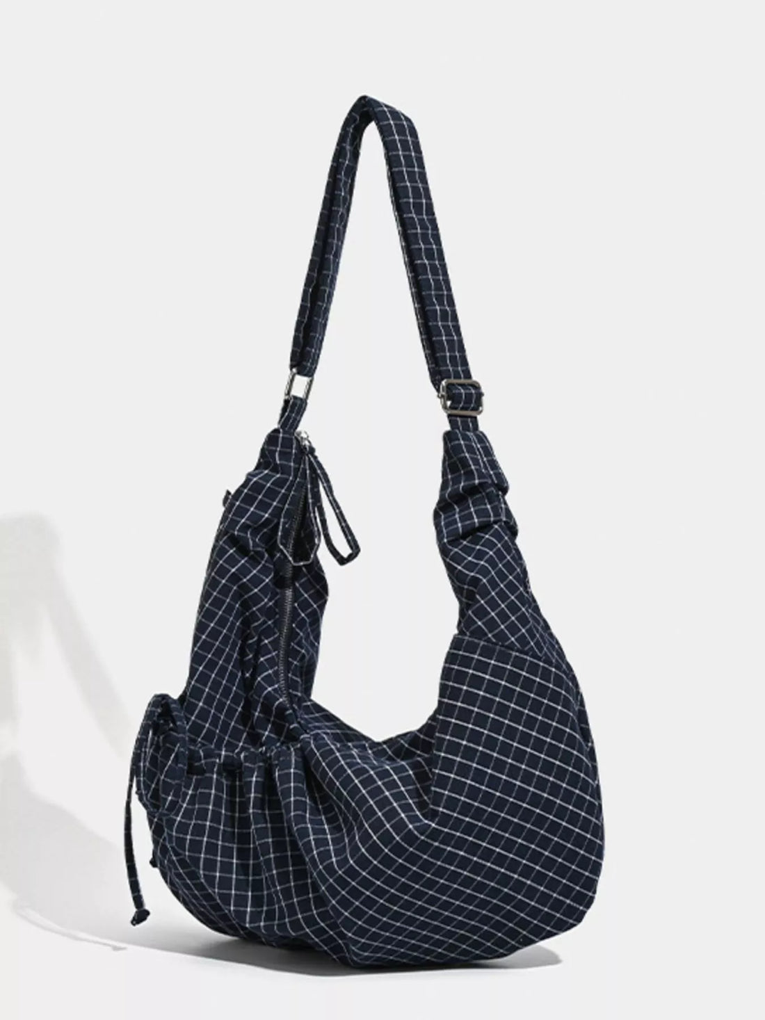 Plaid Pattern Ruched Shoulder Bag - cas7m