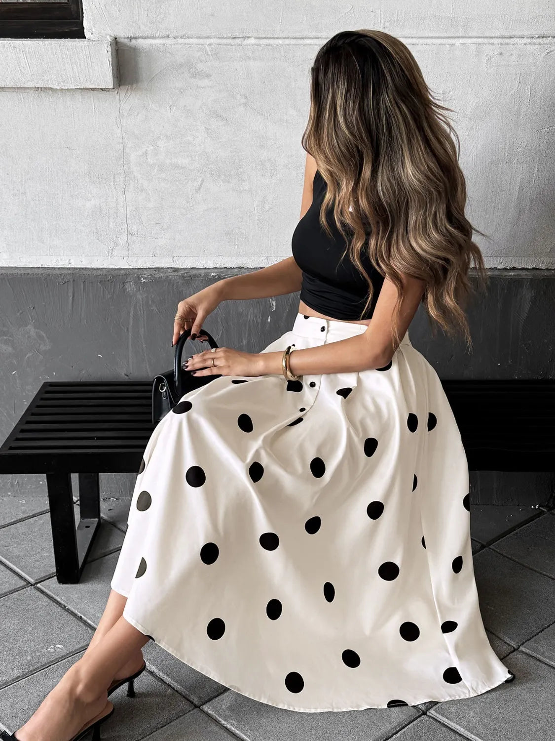 Buttoned Polyester Dress - Chic & Comfortable Women's Style - cas7m
