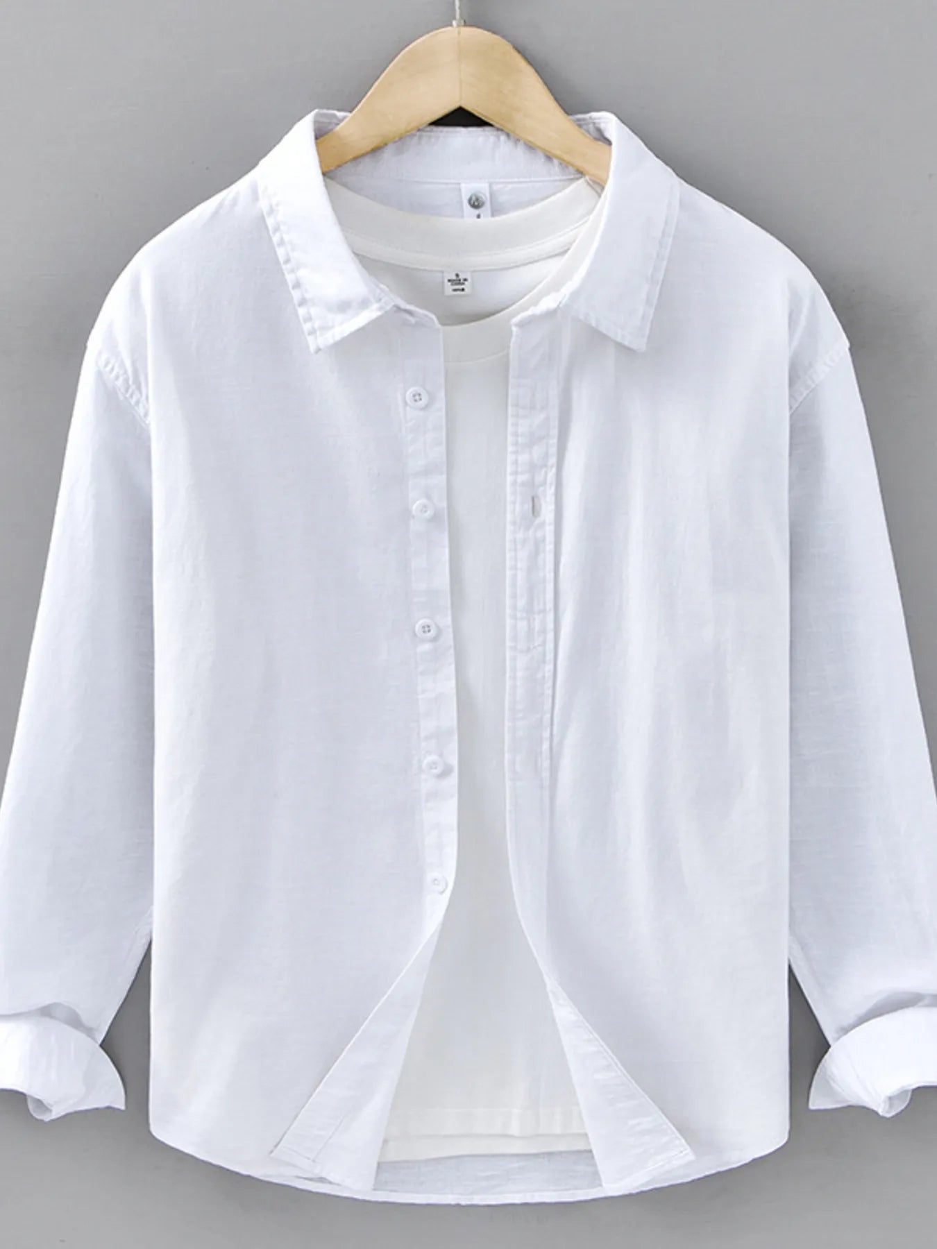 Men's Plus Size Button Up Long Sleeve Shirt - cas7m