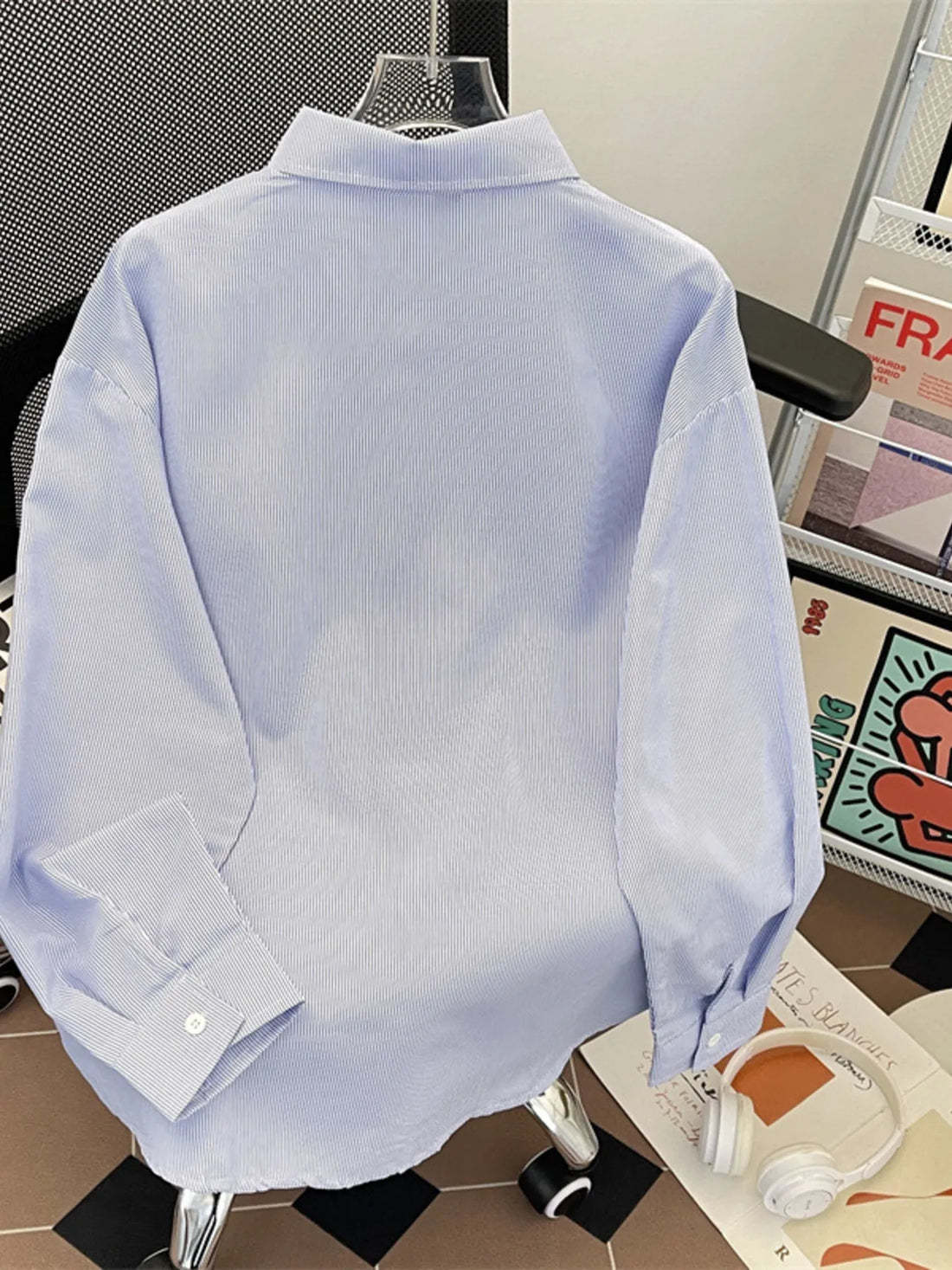Men's Plus Size Button Up Long Sleeve Shirt - cas7m