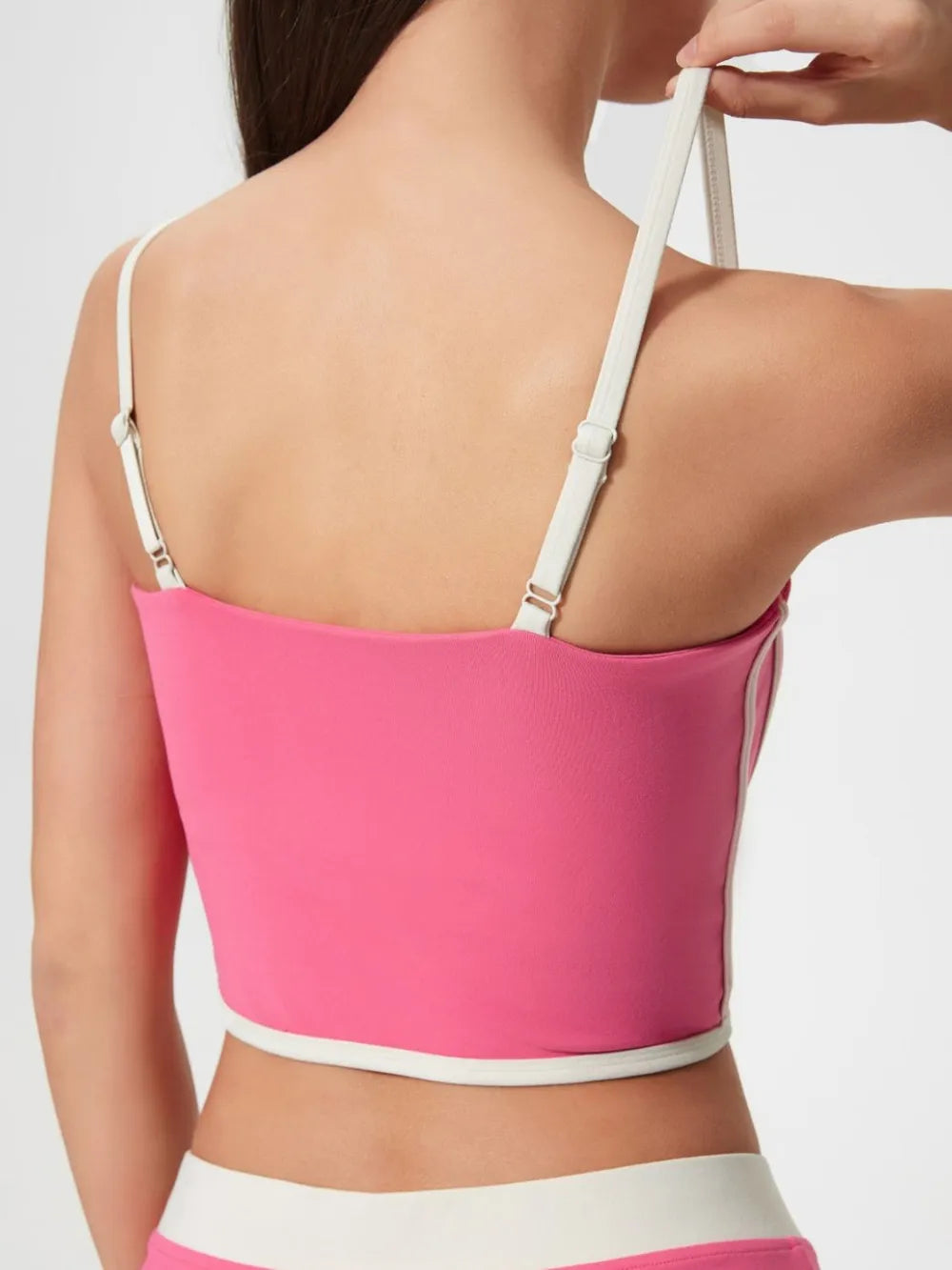 Millennia Contrast Trim Square Neck Active Cami with Detachable Chest Pads - cas7m