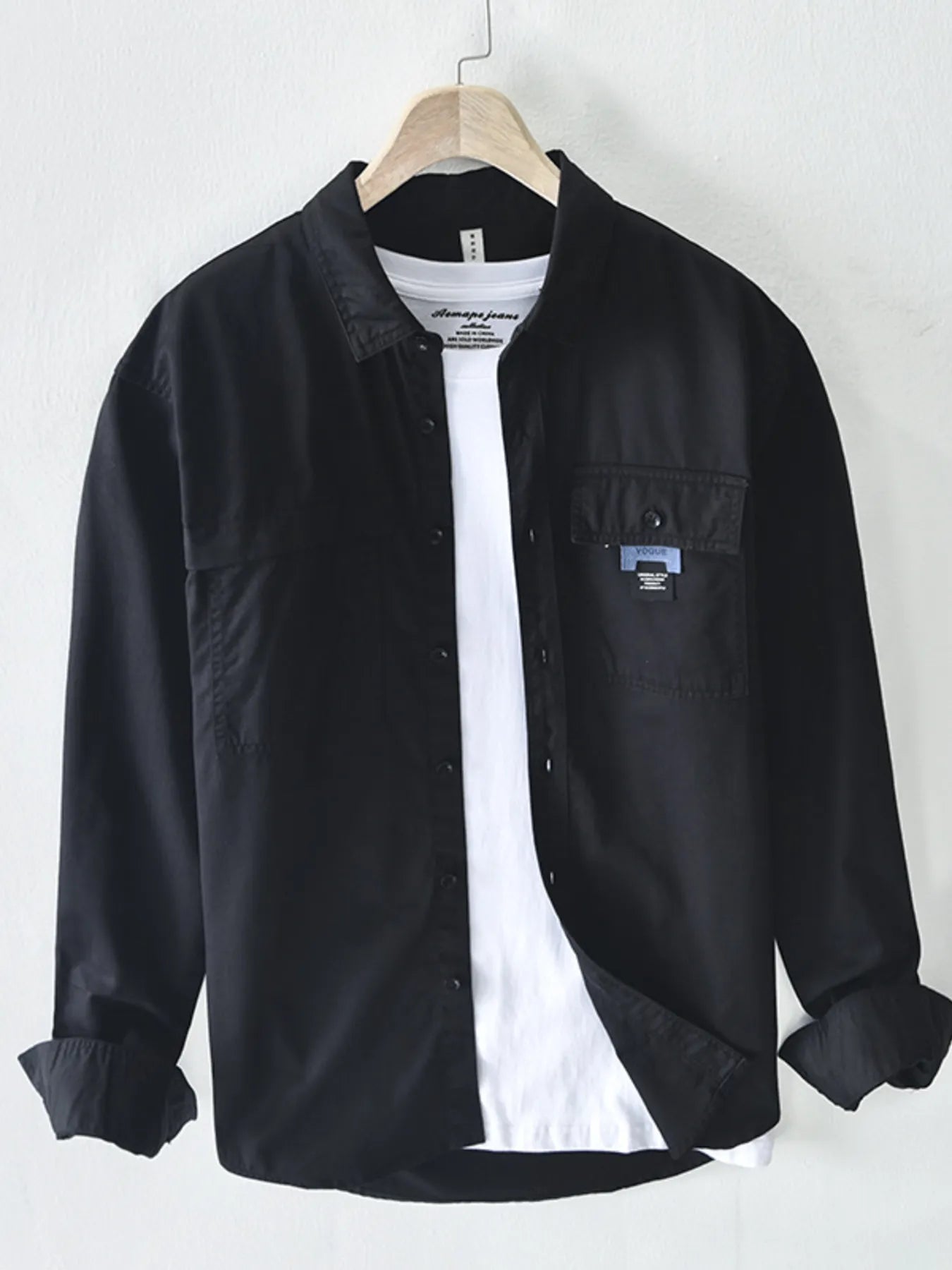 Men's Plus Size Button Up Long Sleeve Shirt - cas7m