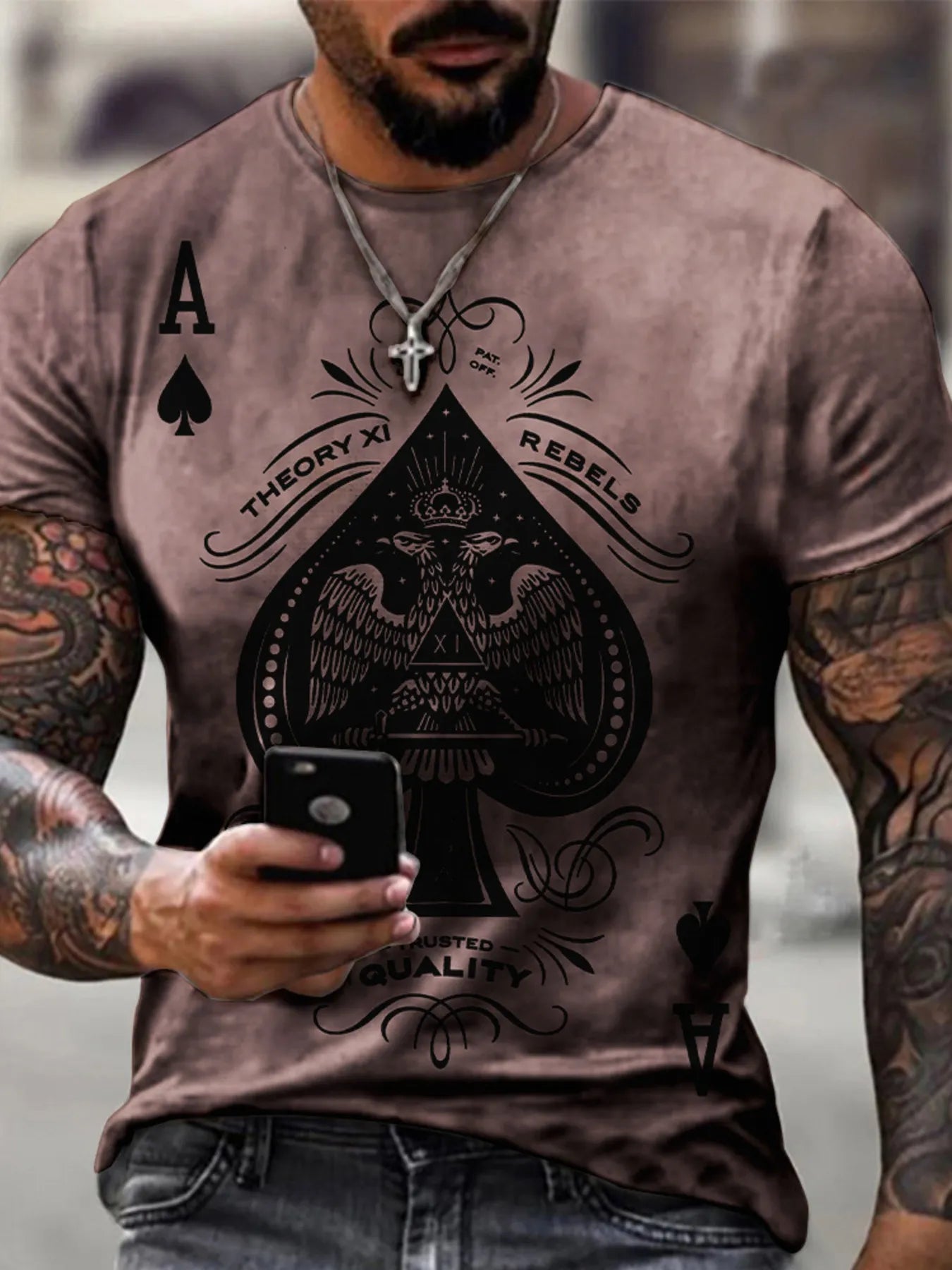 Men's Full Size Ace of Spades Graphic Print T-Shirt Plus Size - cas7m