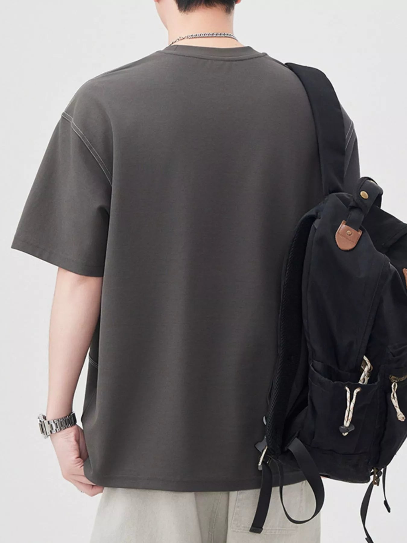 Men's Plus Size Round Neck Relaxed Fit T-Shirt - cas7m