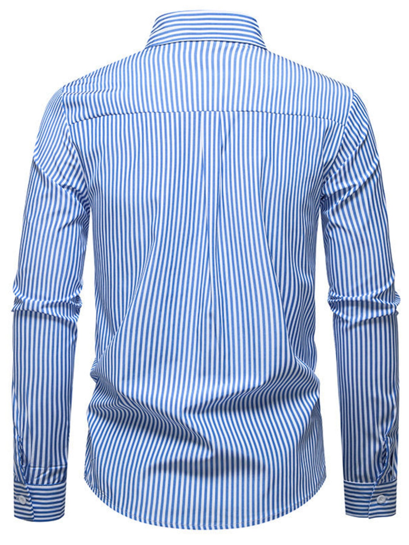 Men's Striped Woven Pattern Long Sleeve Shirt - cas7m