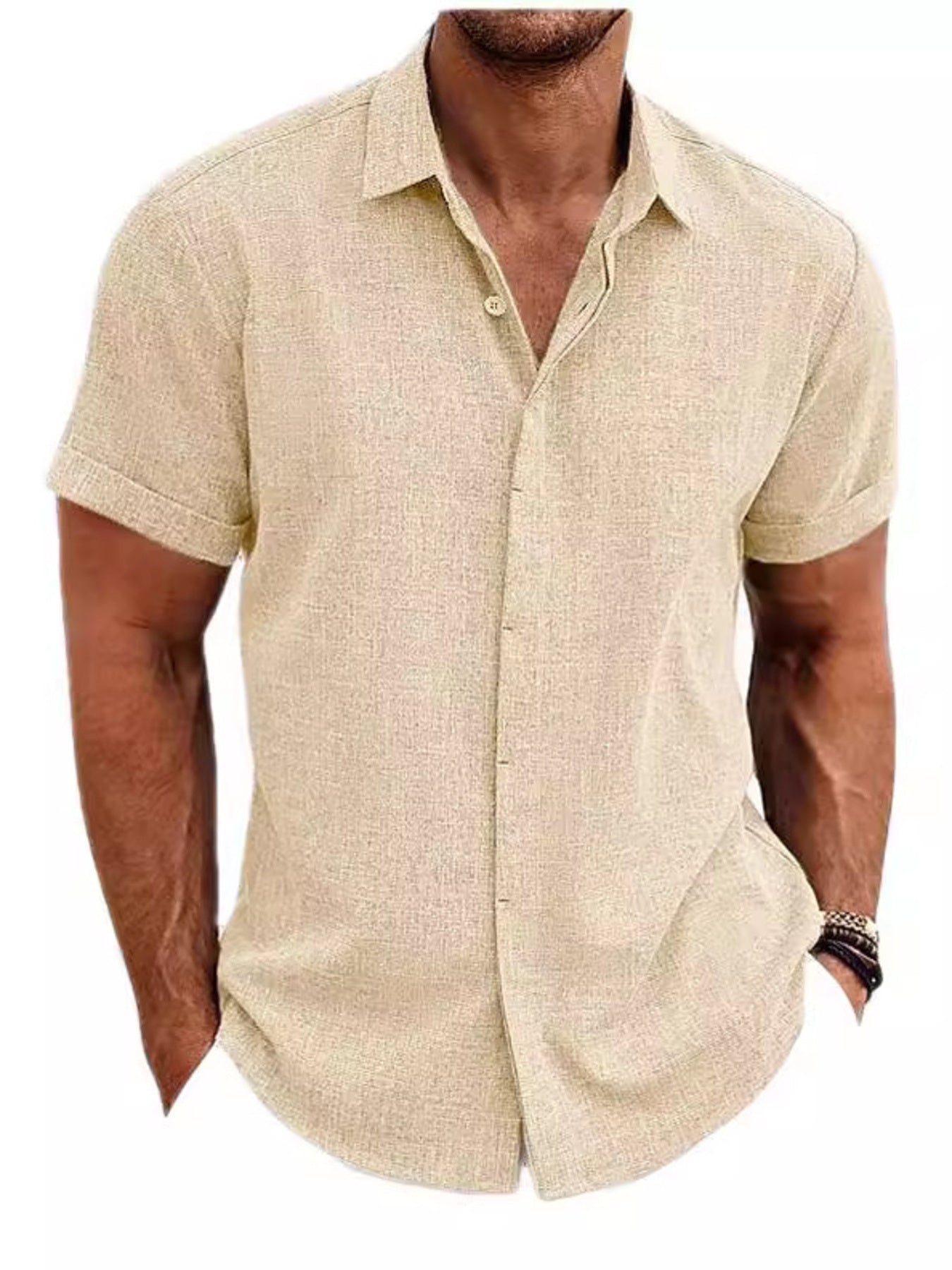 Men's Full Size Casual Short Sleeve Button-Down Shirt Plus Size - cas7m