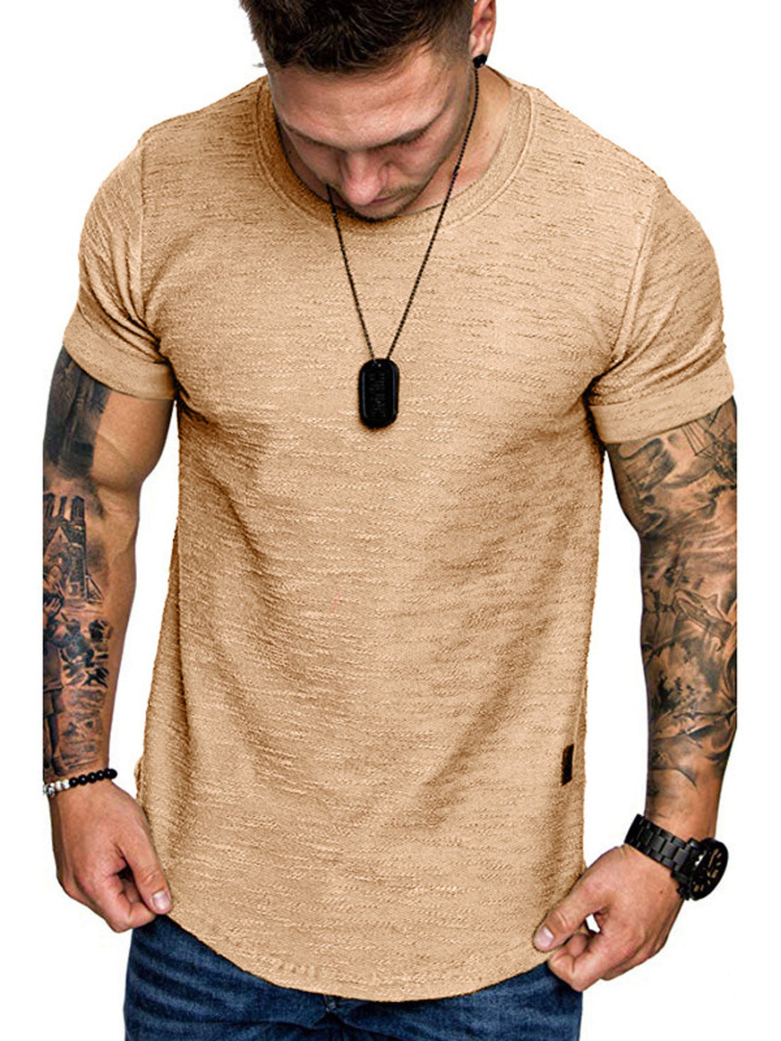Men's Round Neck Slim Fit Casual T-Shirt - cas7m