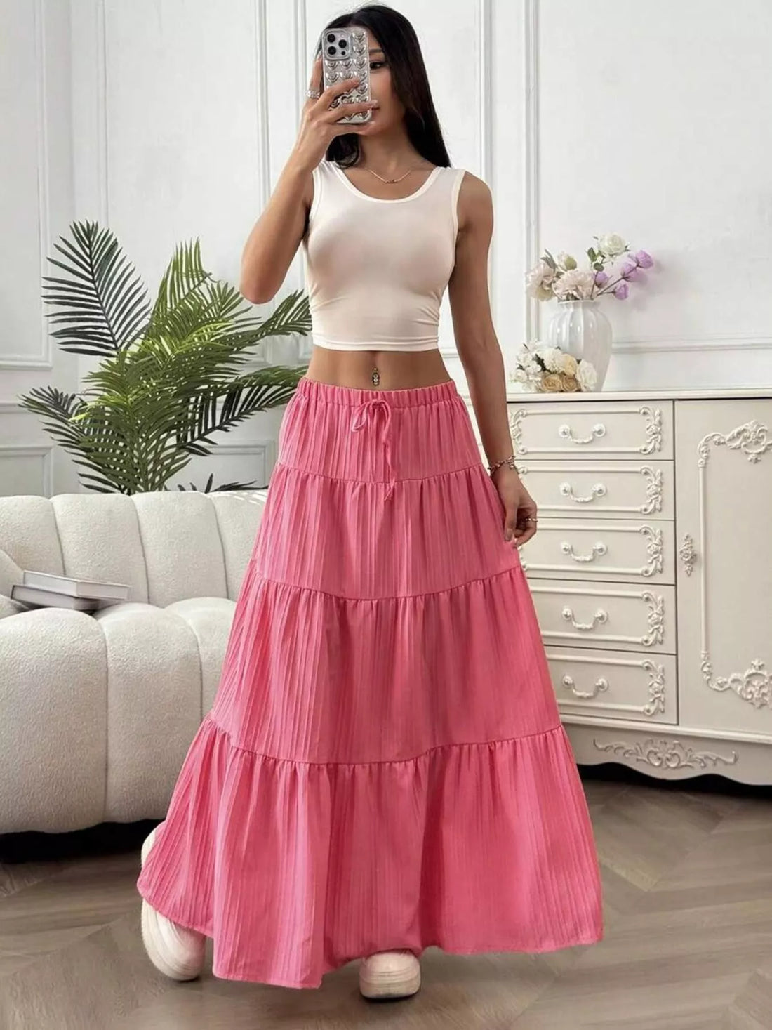 Flowy Tiered Maxi Skirt - cas7m
