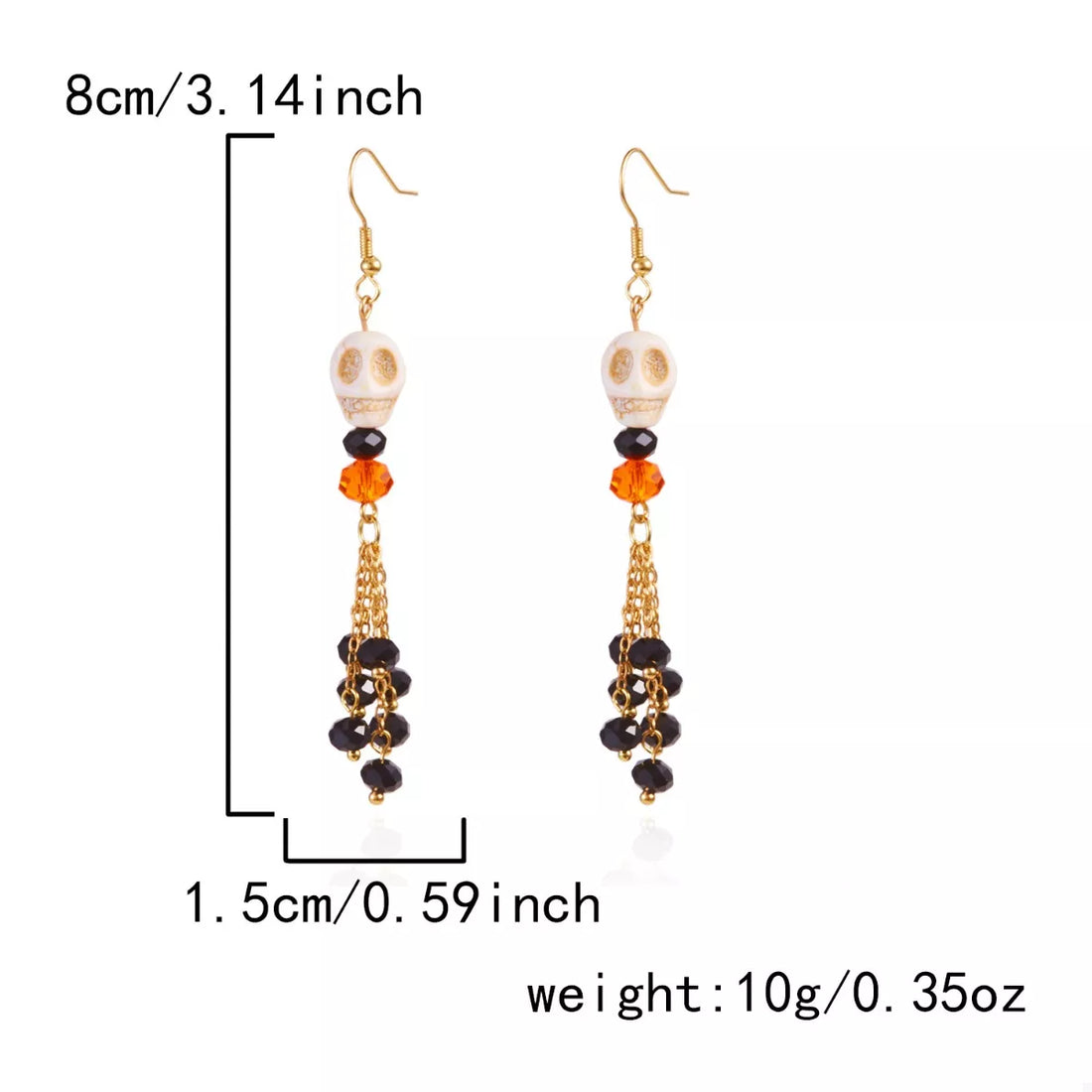 Halloween Skull Beaded Drop Earrings - cas7m