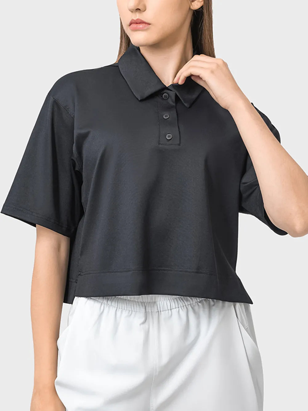 Millennia Half Button Short Sleeve Active T-Shirt - cas7m