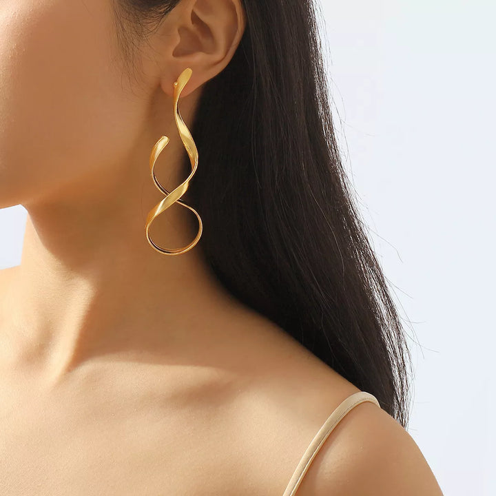 Alloy Spiral Drop Earrings - cas7m
