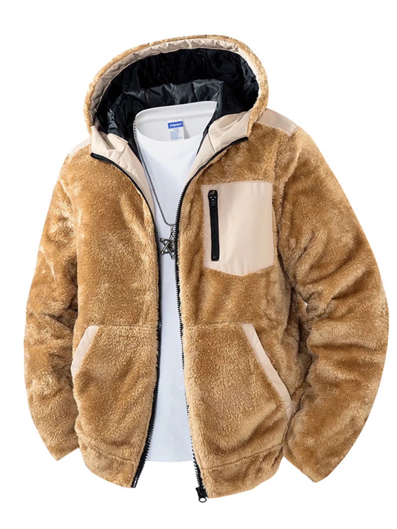 Men's Zip Up Fleece Hooded Jacket - cas7m