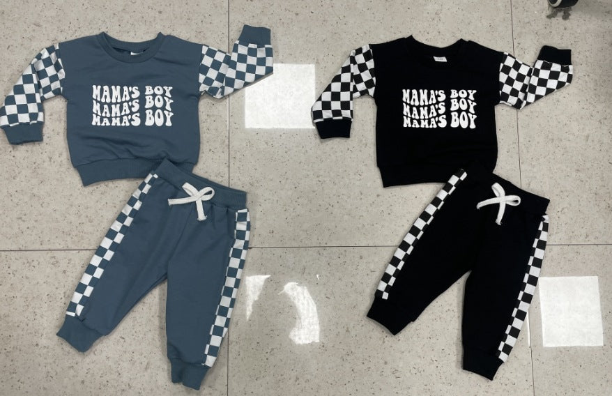 Children Plaid Printed Long-sleeve Sweater Set - cas7m
