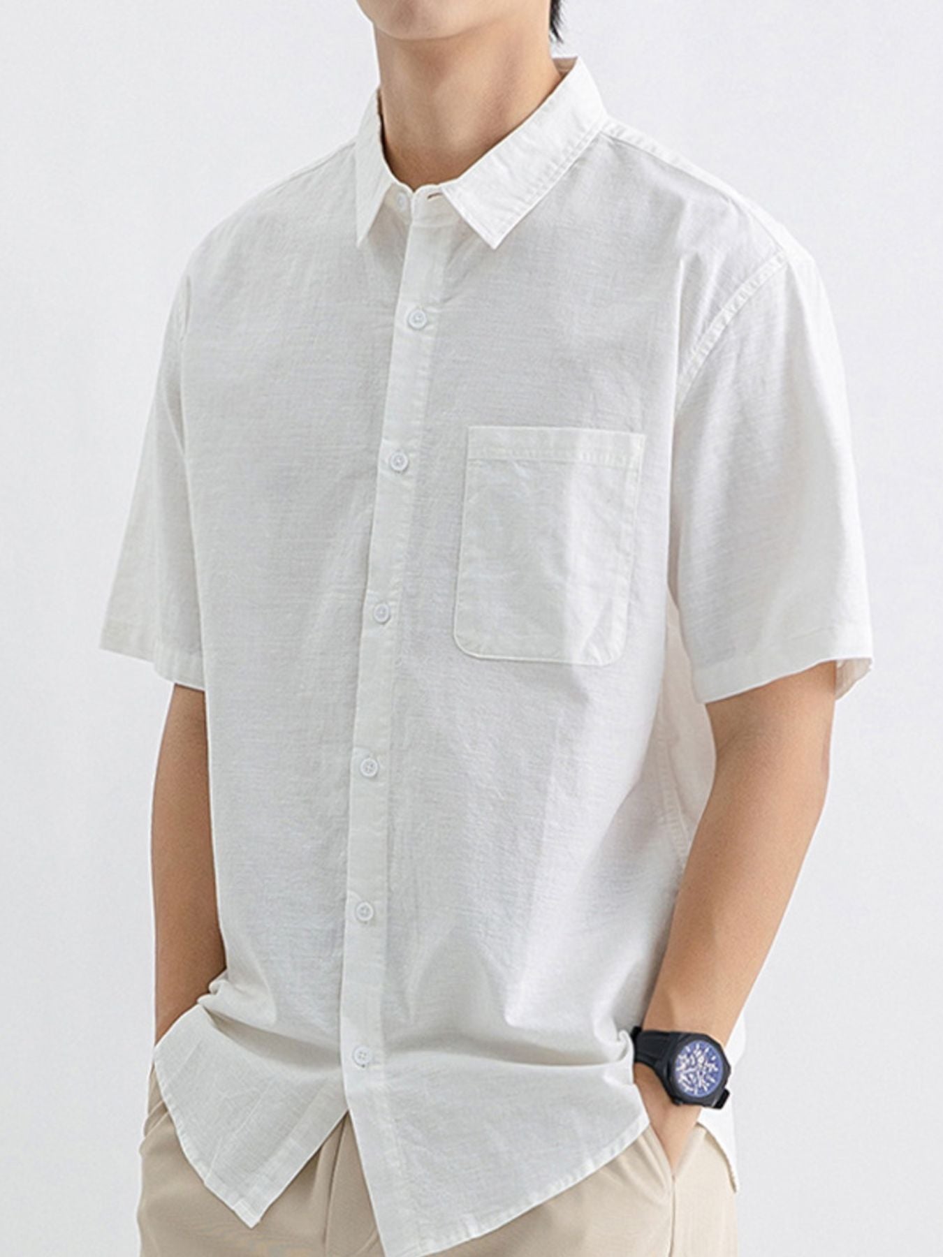 Men's Plus Size Button Up Short Sleeve Shirt - cas7m