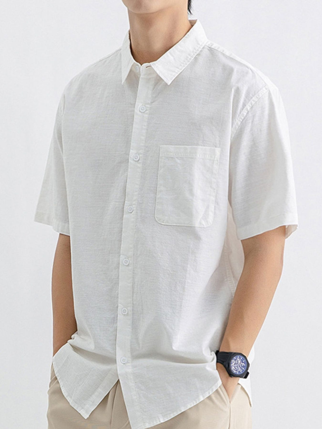 Men's Plus Size Button Up Short Sleeve Shirt - cas7m