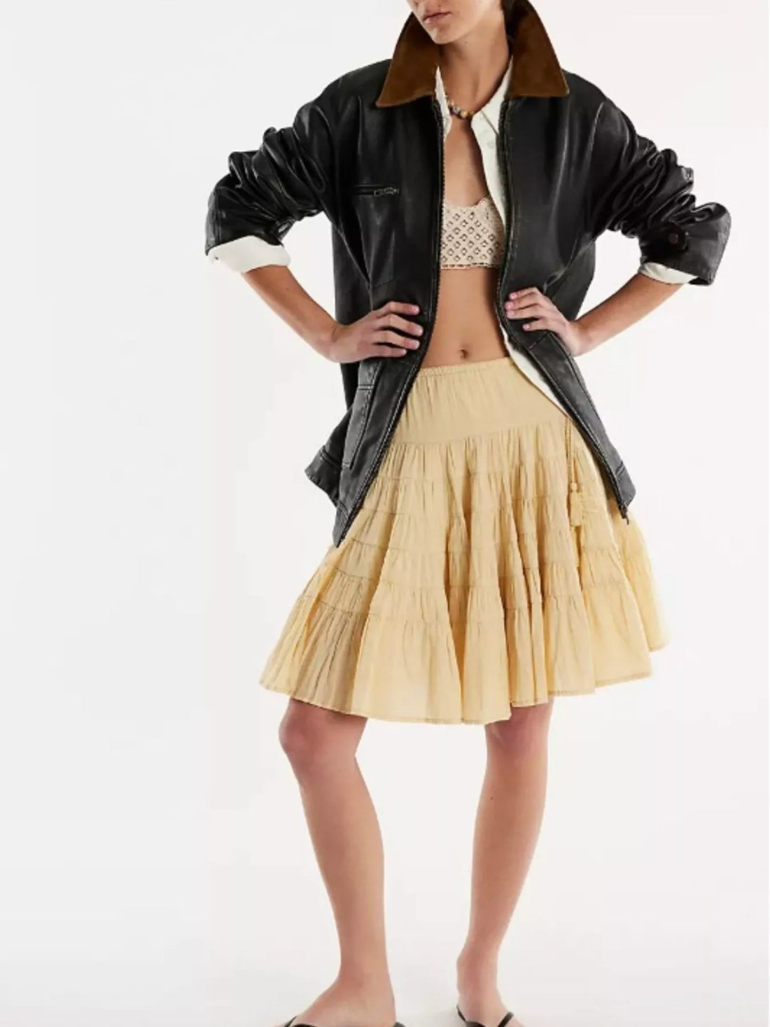 Tiered Drawstring Mini Skirt - cas7m