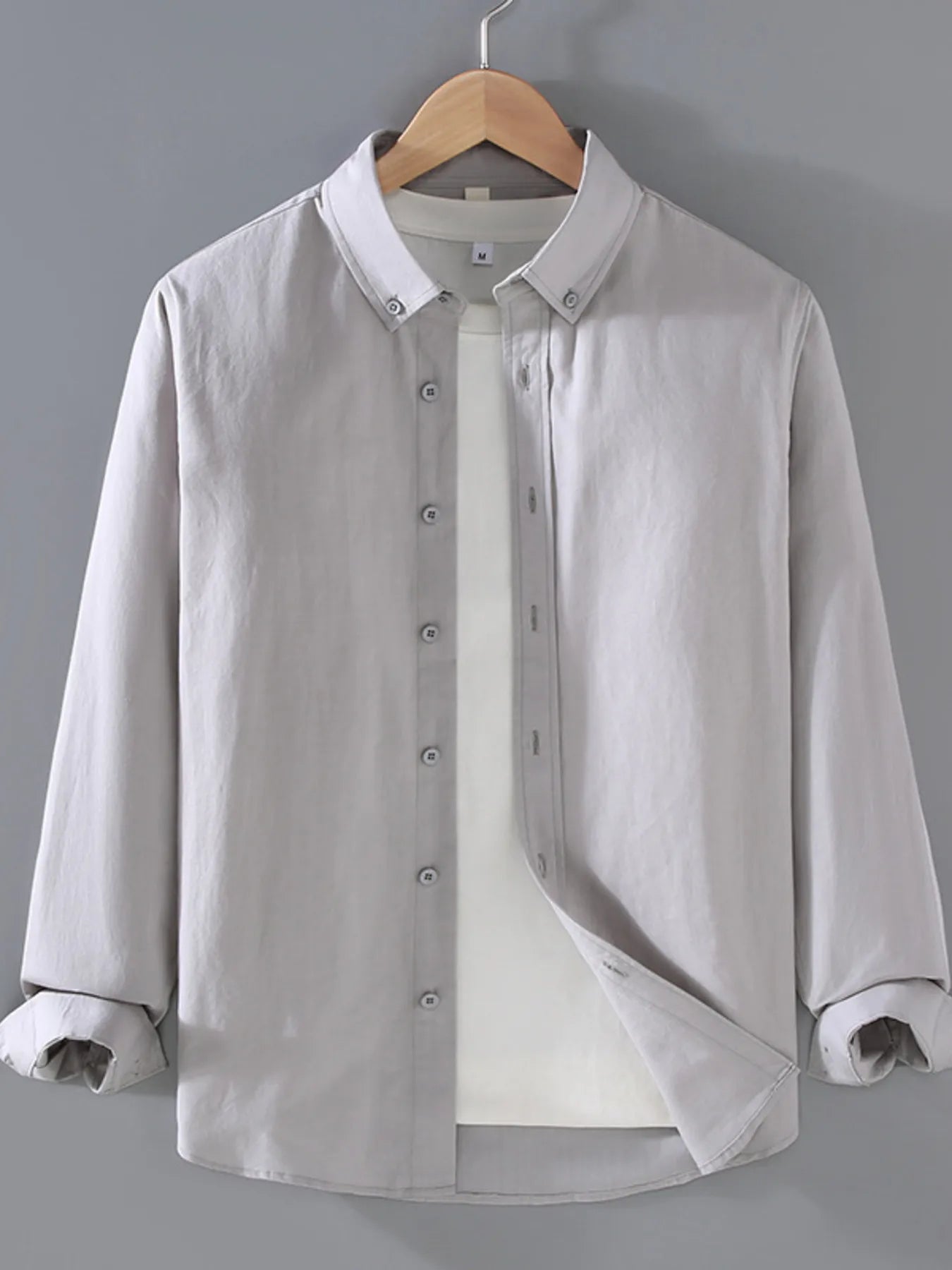 Men's Plus Size Button Up Long Sleeve Shirt - cas7m