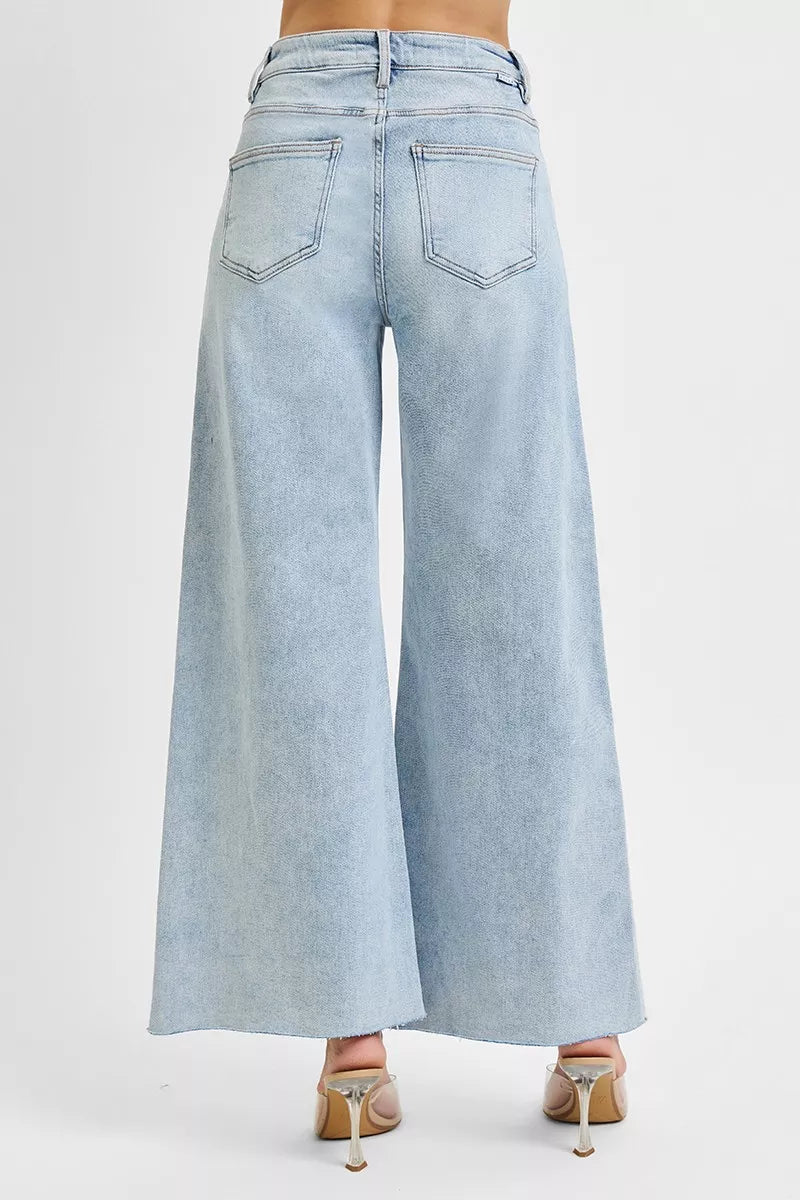 RISEN Full Size High Rise Ankle Wide Palazzo Jeans Plus Size - cas7m