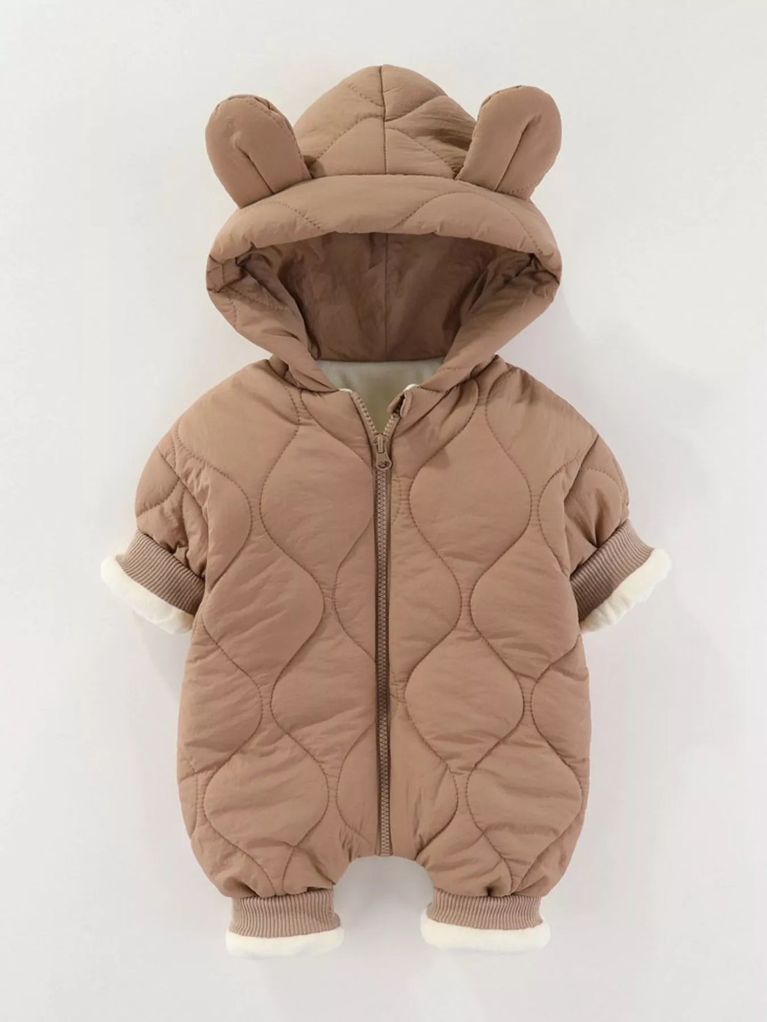 Children's Zip Front Hooded Padded One-Piece - cas7m