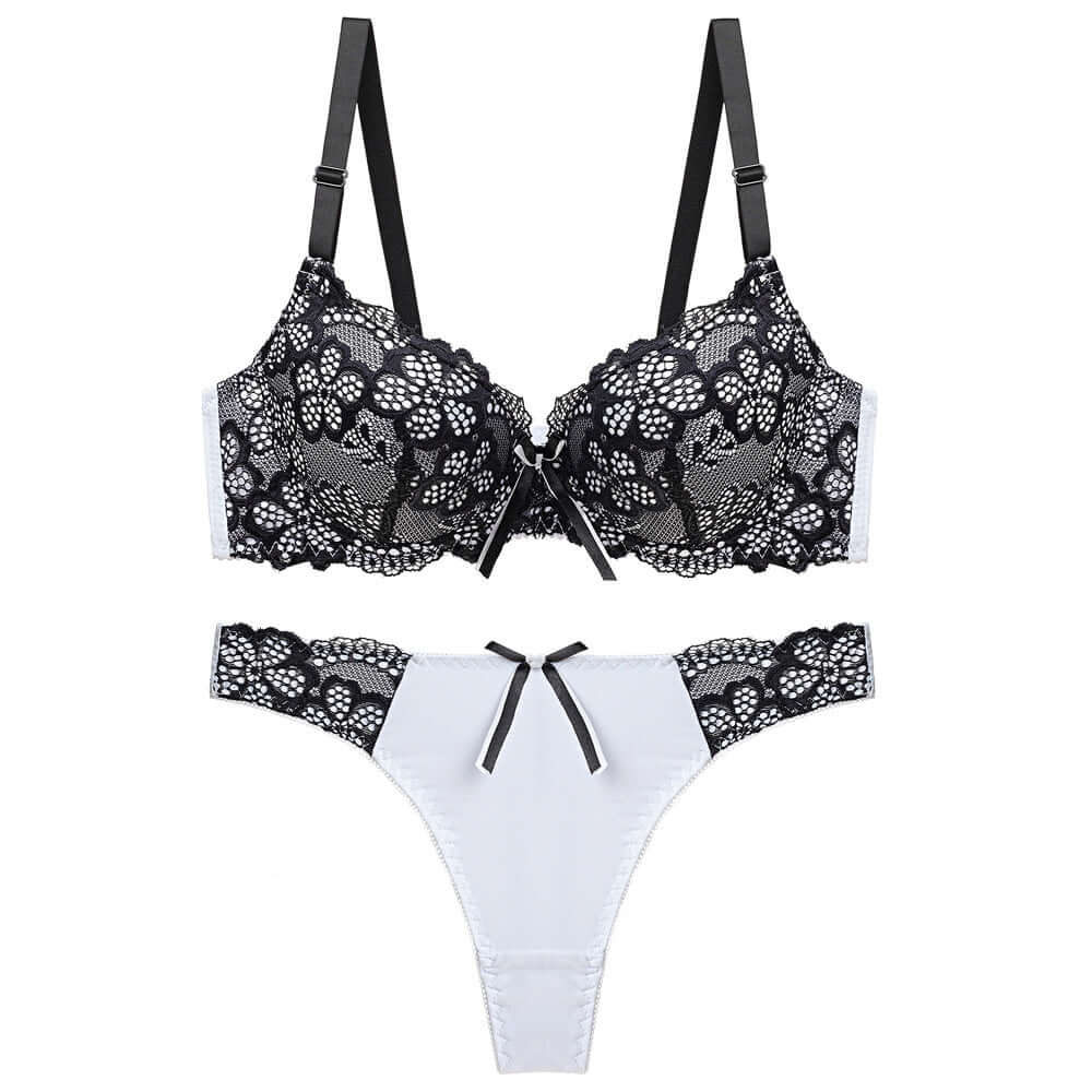 Underwear Push Up Lace Bra Adjustable Bra Set - cas7m