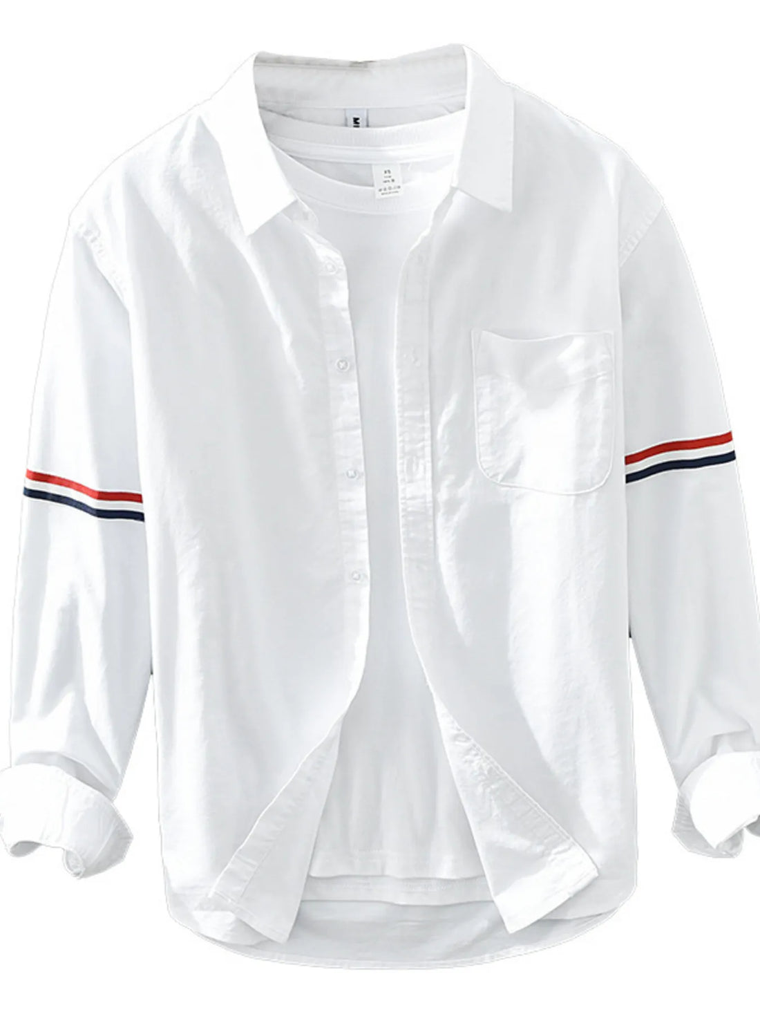 Men's Plus Size Long Sleeve Button-Up Shirt - cas7m