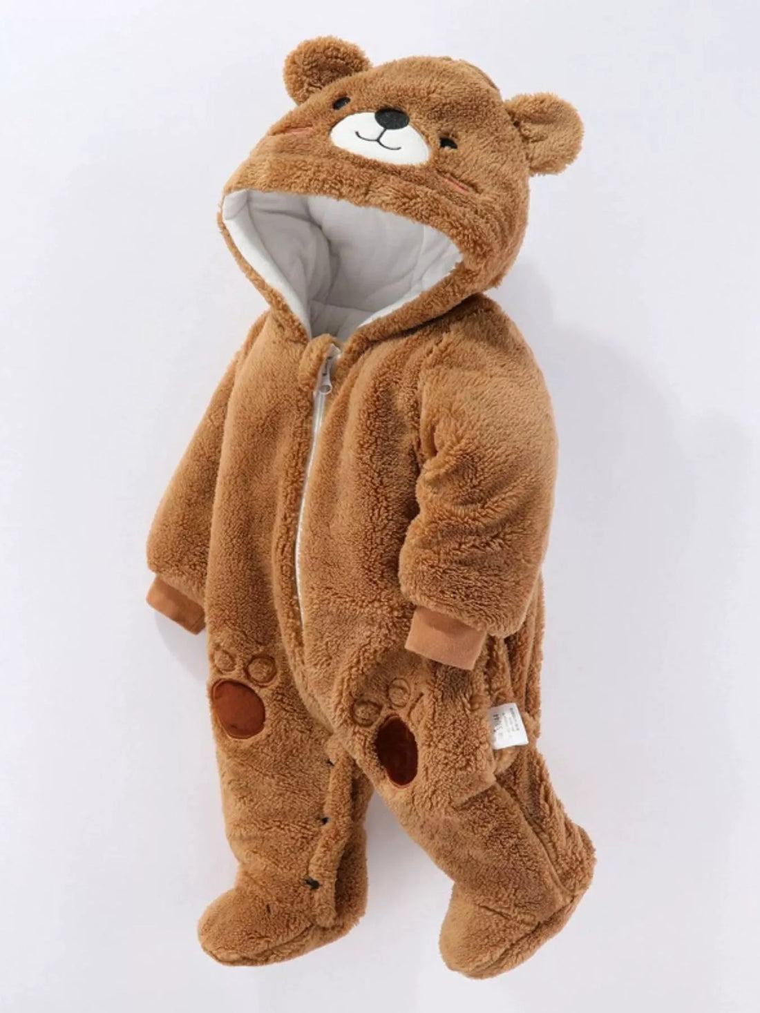 Children's Cozy Bear Hooded Fleece One-Piece - cas7m