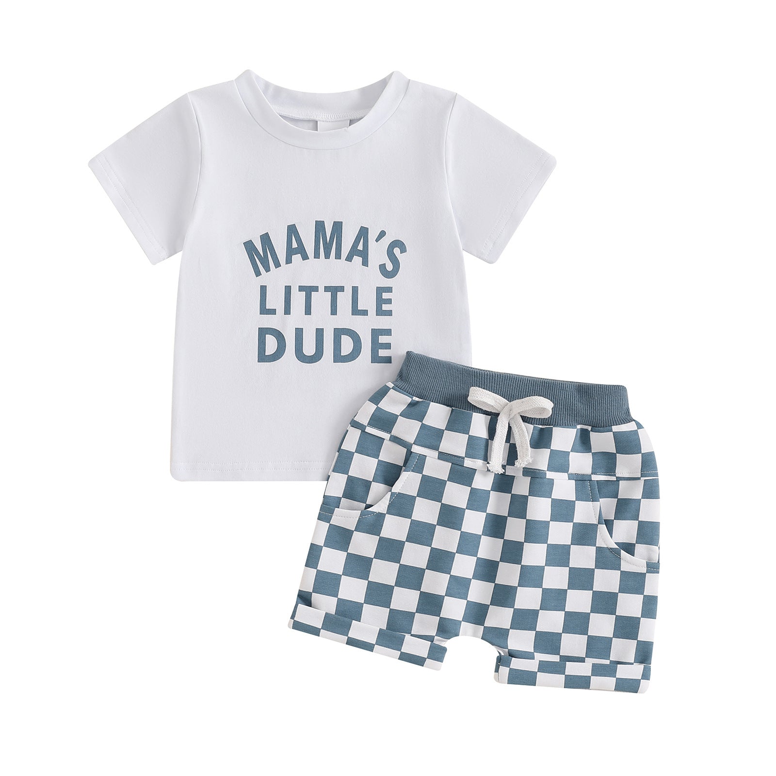 Children's Casual Letter Printed Short Sleeved Set - cas7m