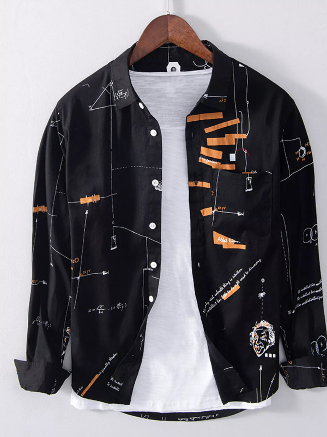 Men's Plus Size Casual Printed Long Sleeve Shirt - cas7m