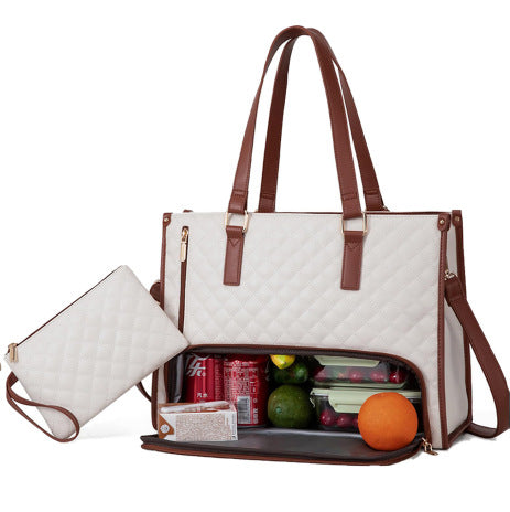 Versatile Quilted 2-in-1 Women's Laptop & Lunch Bag Set - cas7m