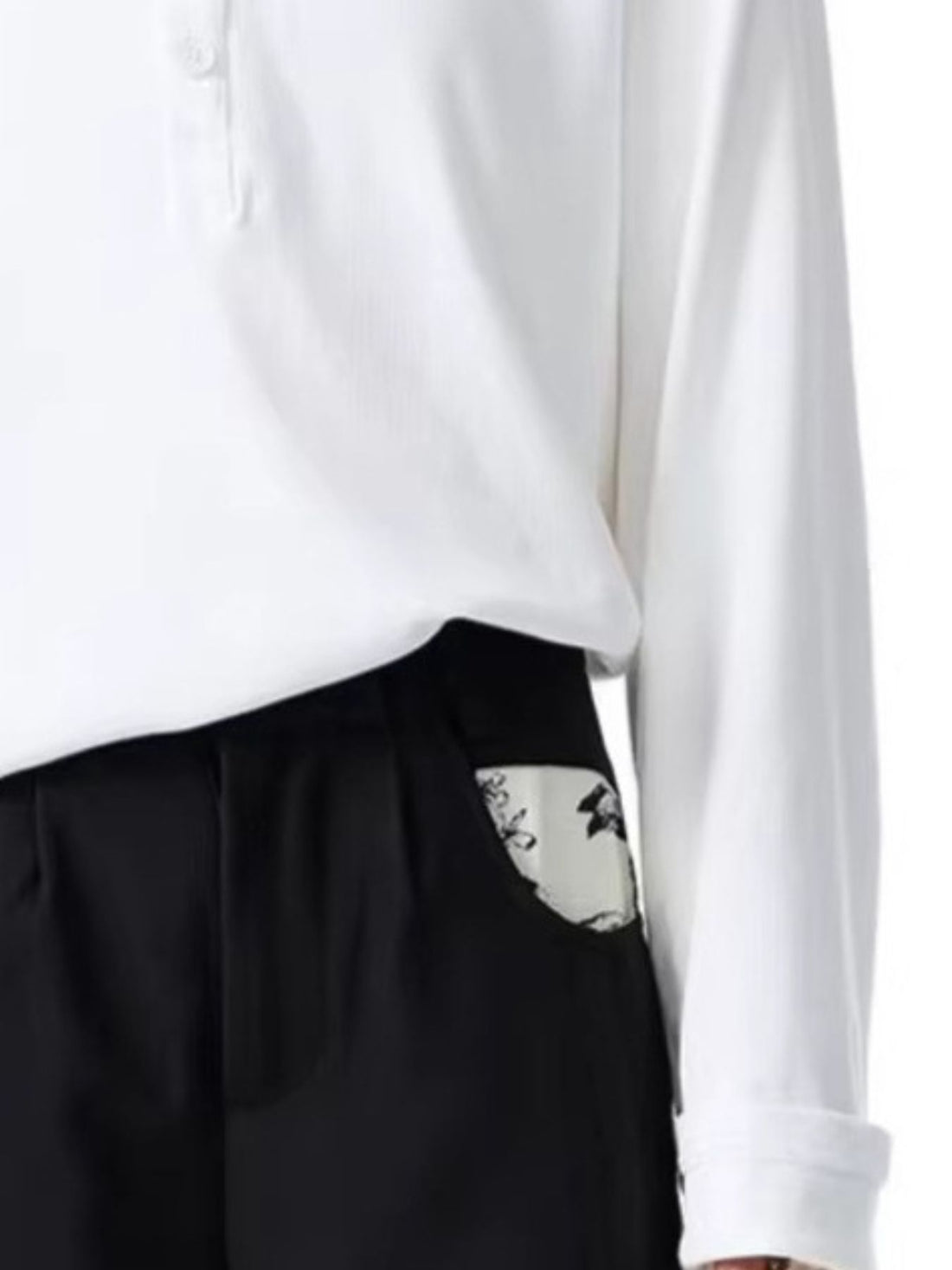 Men's Plus Size Wide Leg Pants with Patterned Pockets - cas7m
